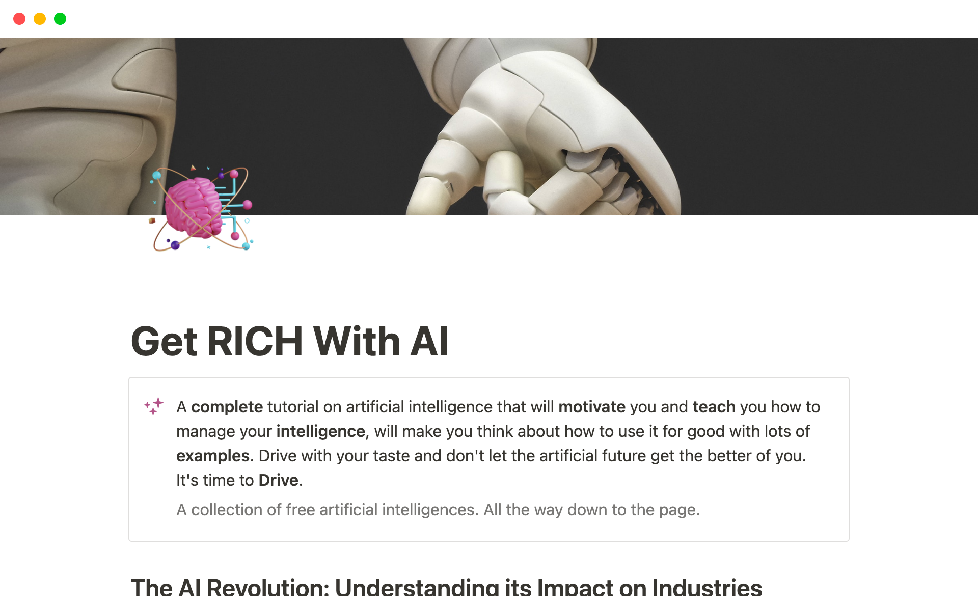 A template preview for Get RICH With AI