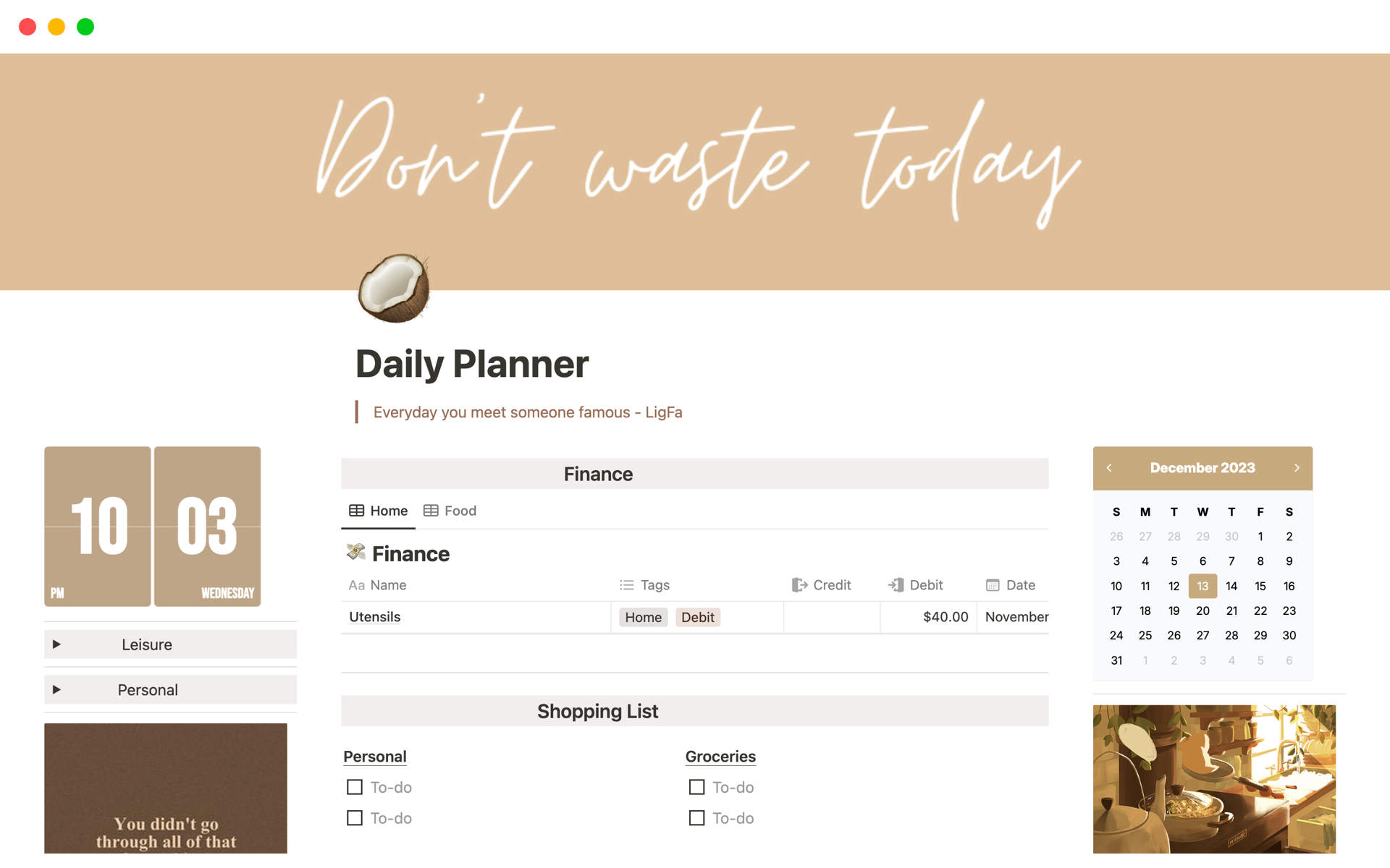 Plan your daily tasks with this template!