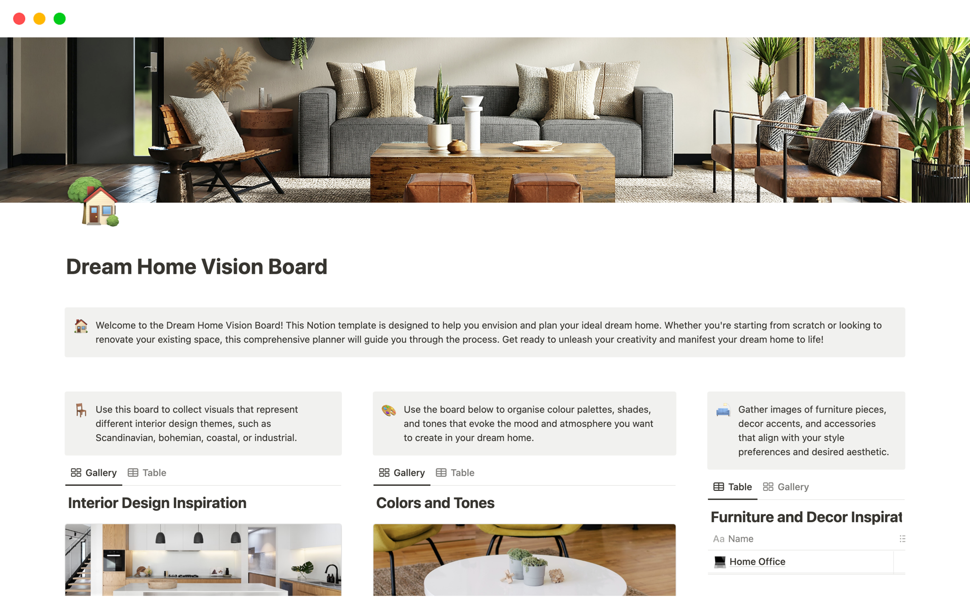 Vista previa de una plantilla para Dream Home Vision Board