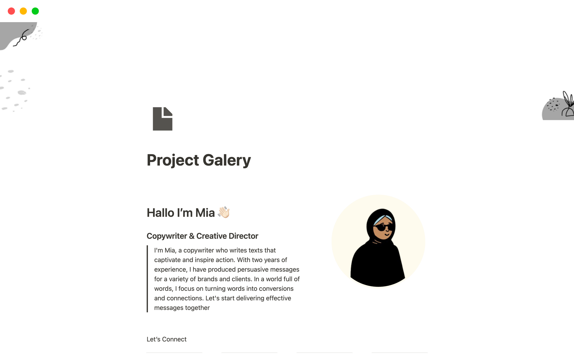 A template preview for Project Gallery