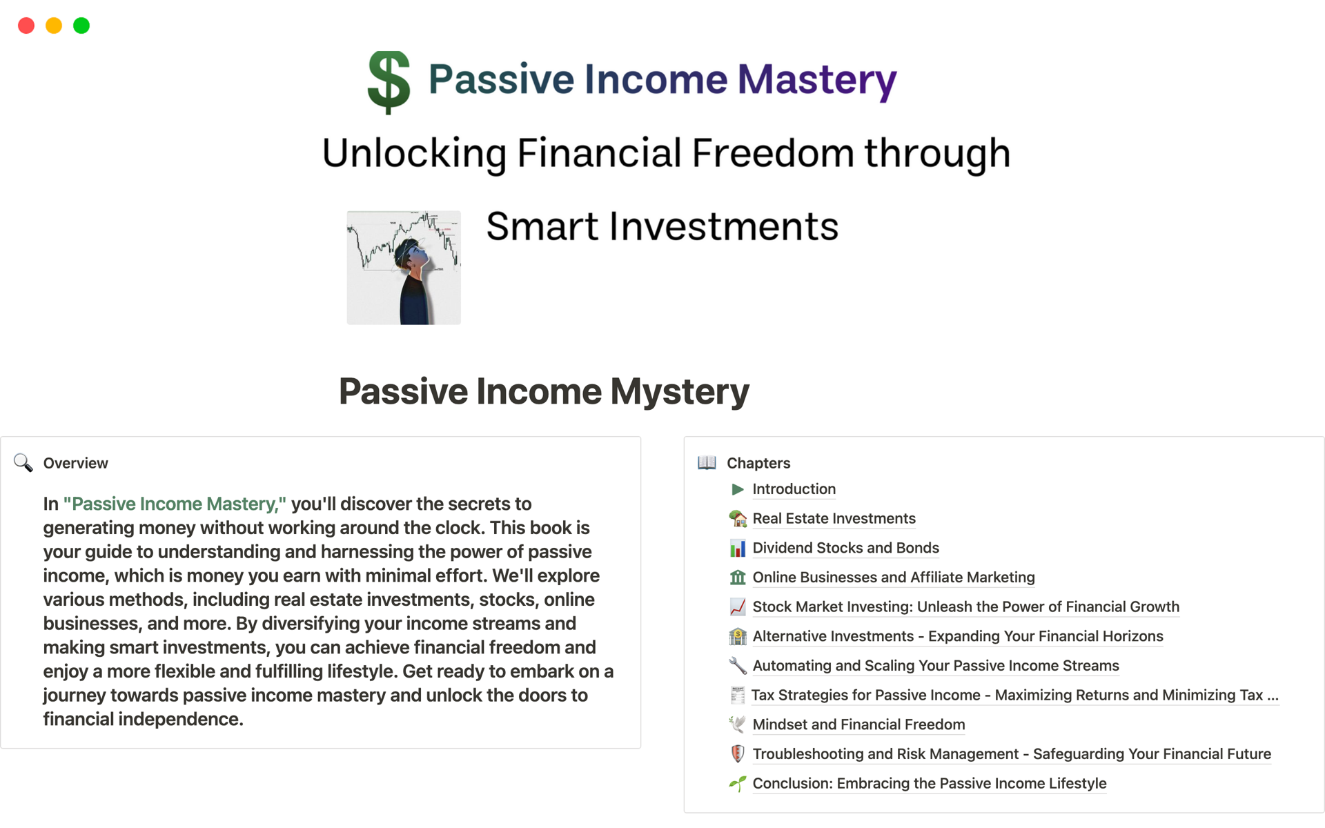 A template preview for Passive Income Mystery: Earn + Ideas 🚀