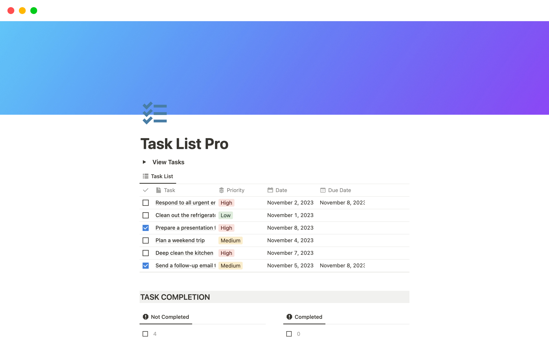 Task List Pro Template | Notion Marketplace