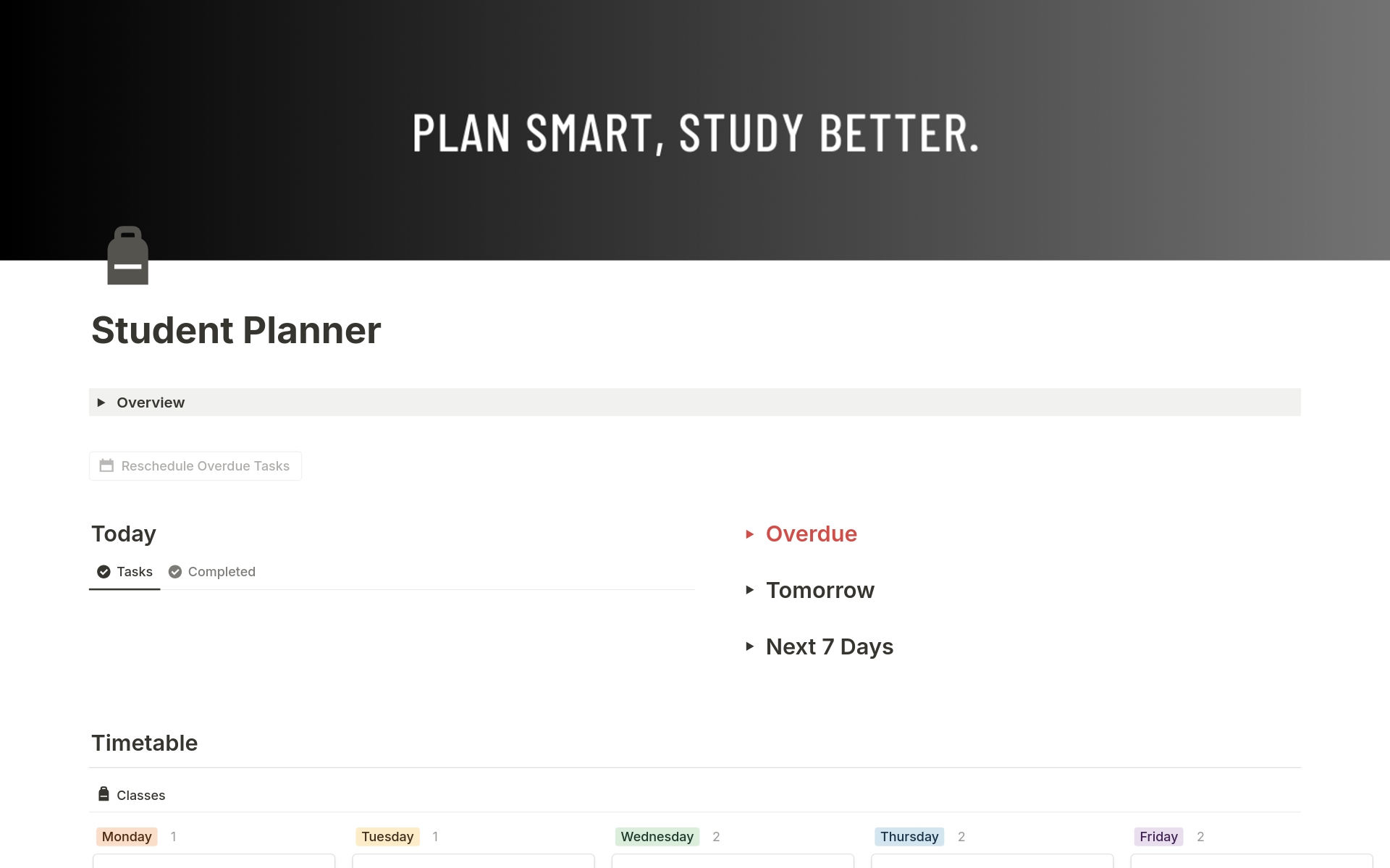 A template preview for Student Planner