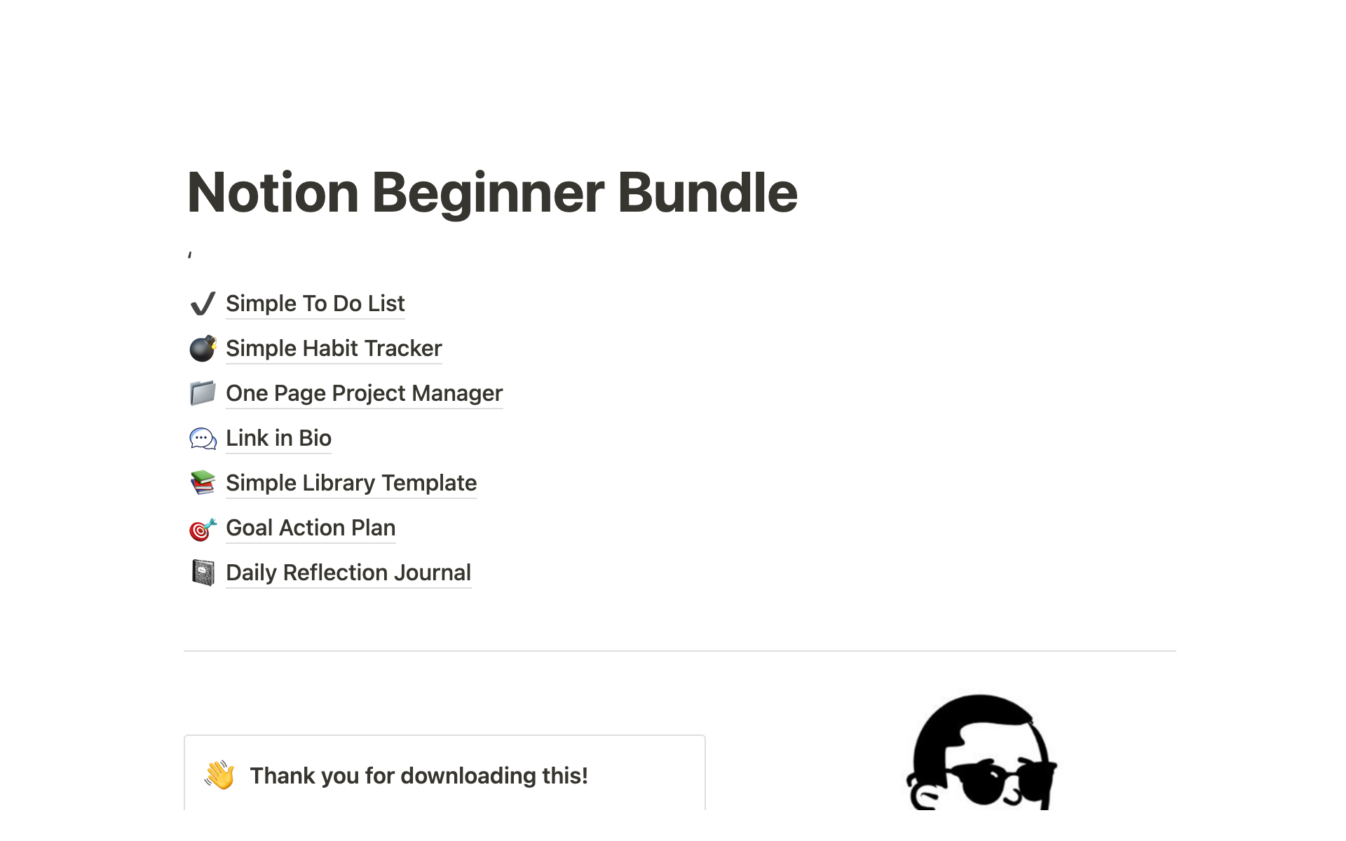 A template preview for Notion Beginner Bundle