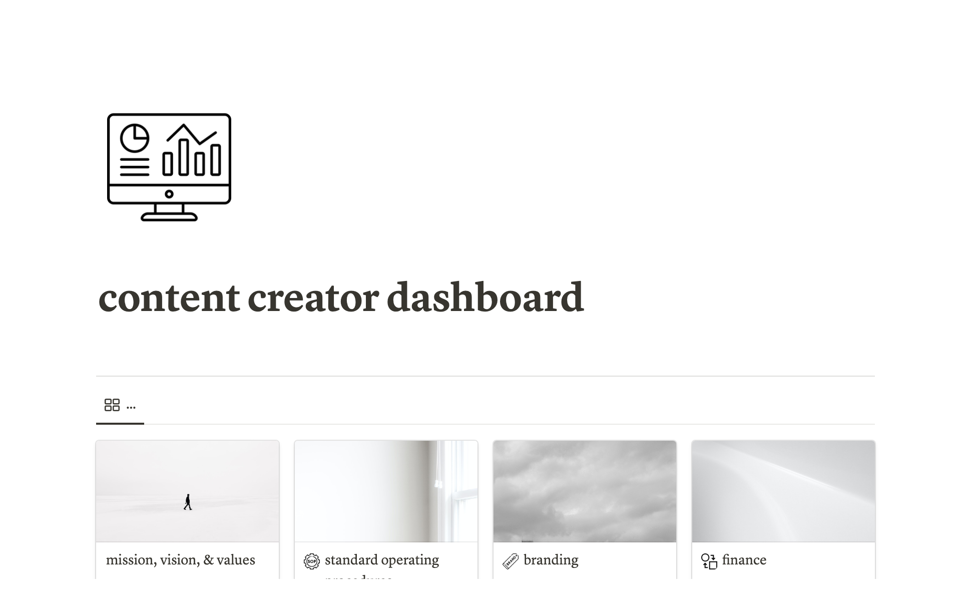 A template preview for Content Creation Dashboard