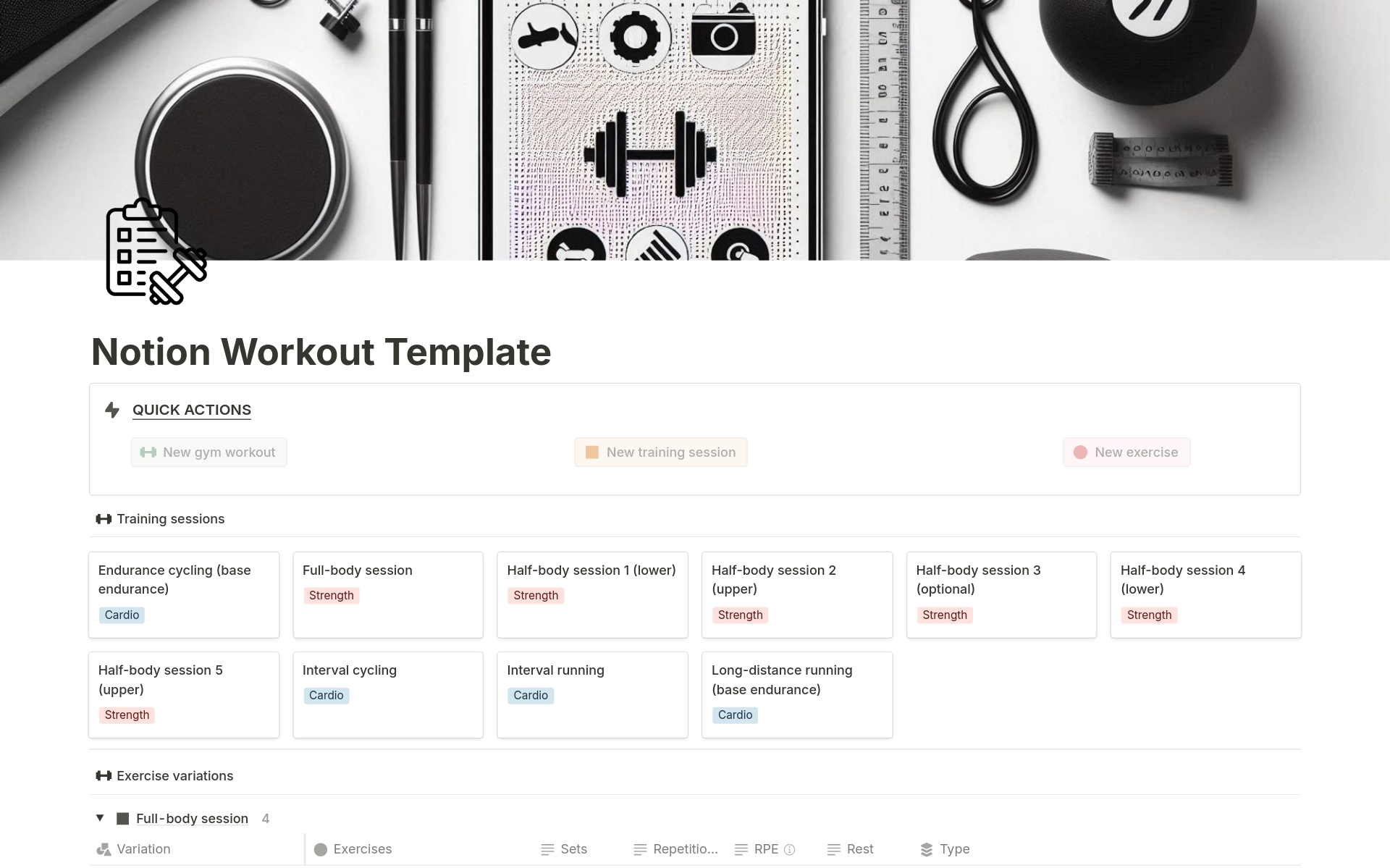 Workout Tracker by N0tionbase Notion Template