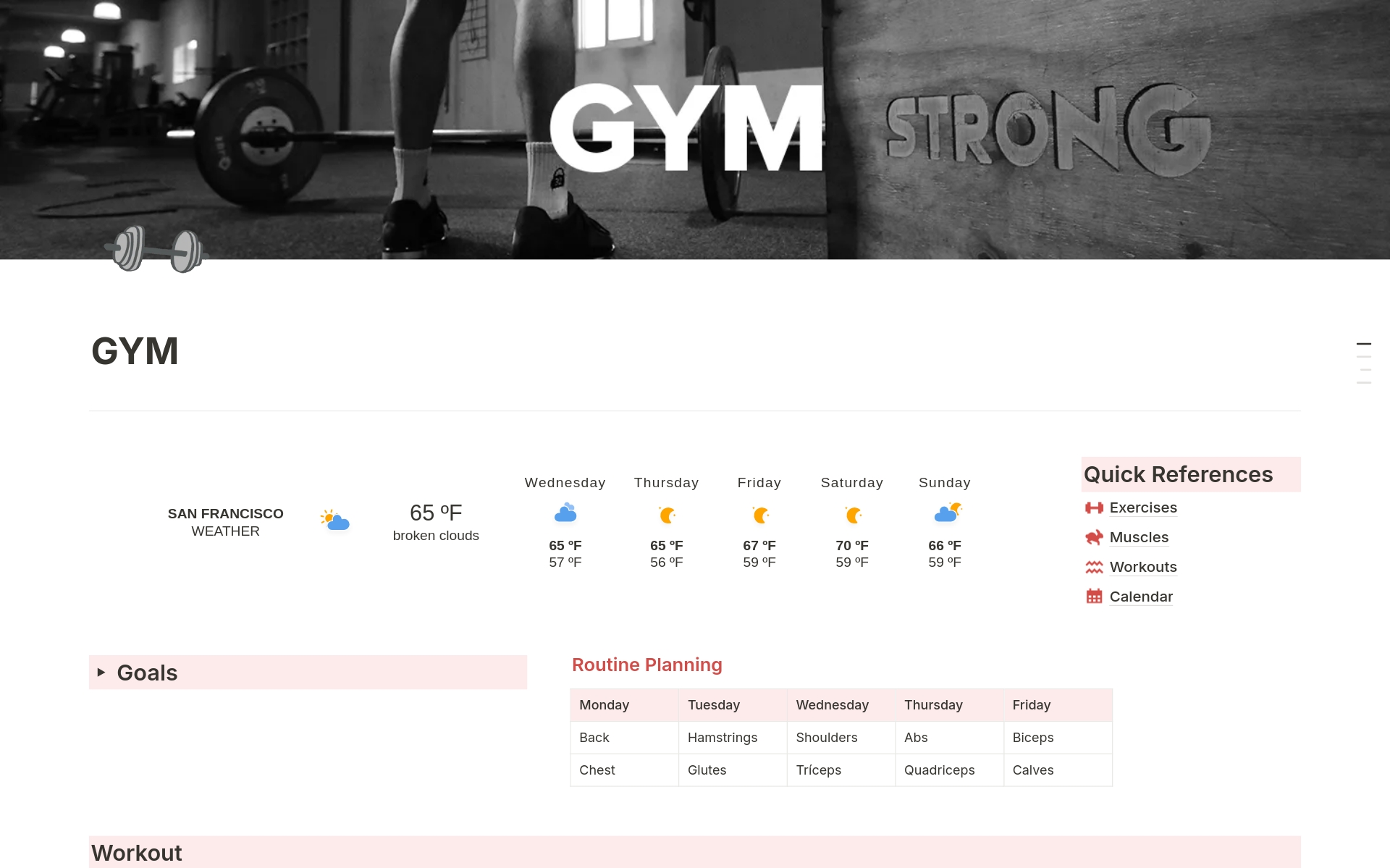 Gym Routine by Zeta Studio Notion Template