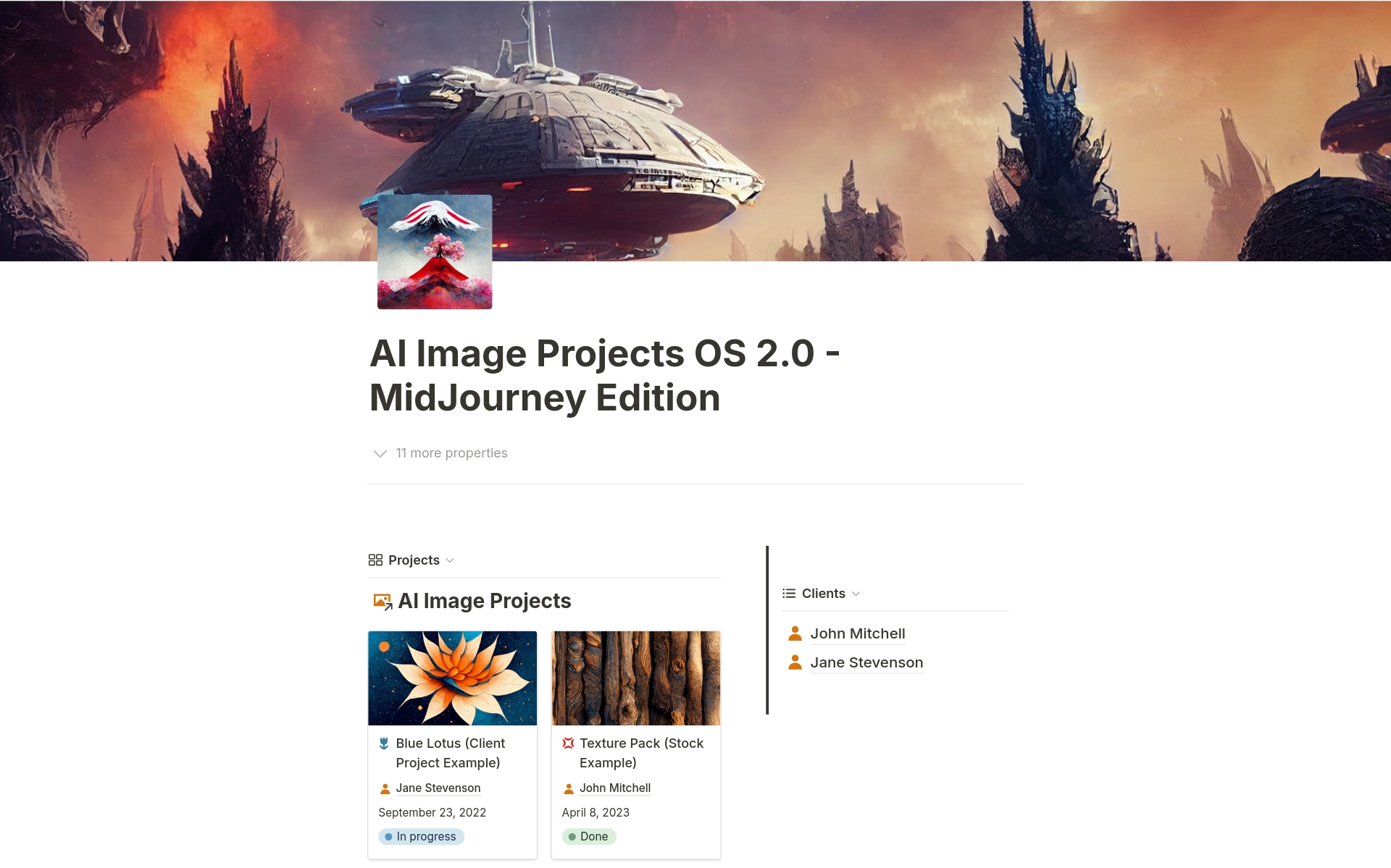 Eine Vorlagenvorschau für AI Image Projects OS 2.0