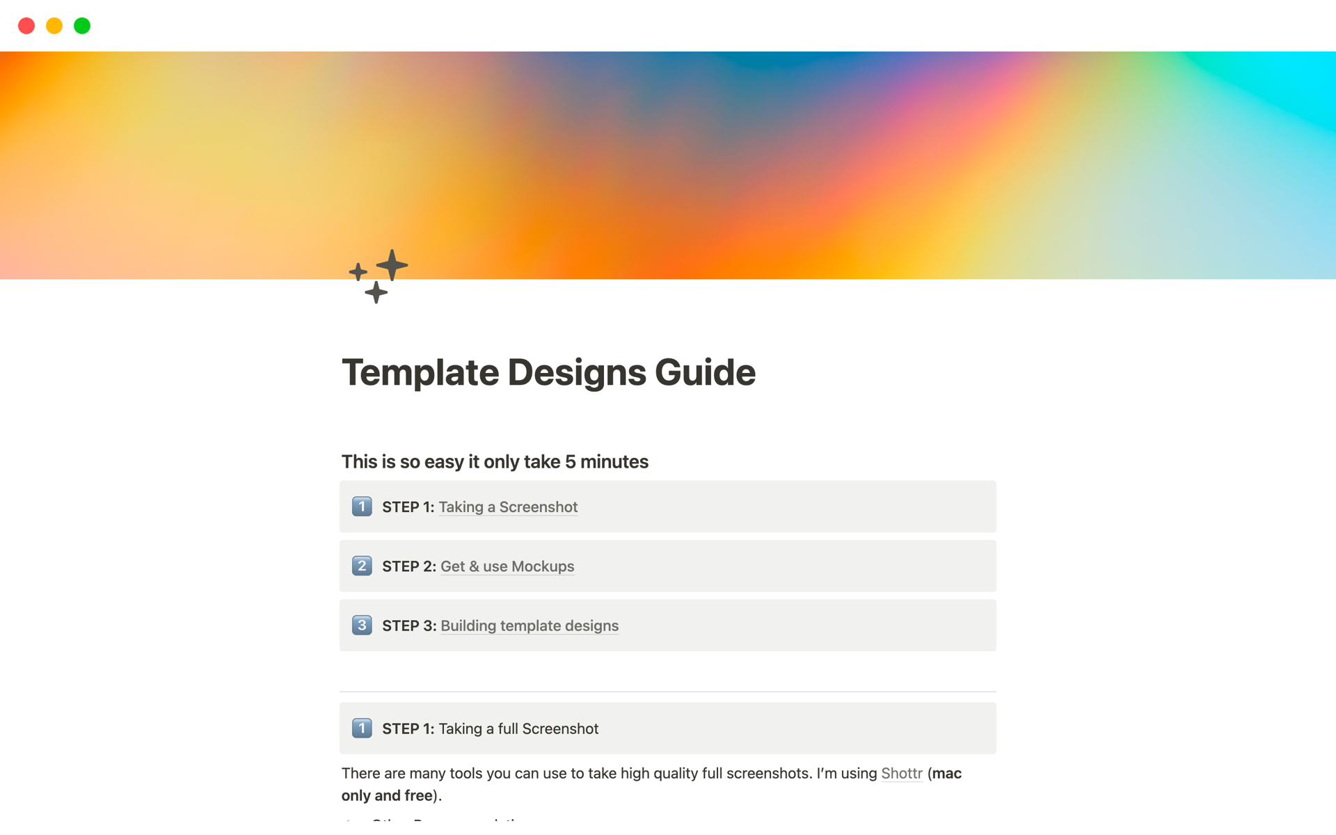 Uma prévia do modelo para Template Mockup Designs Guide