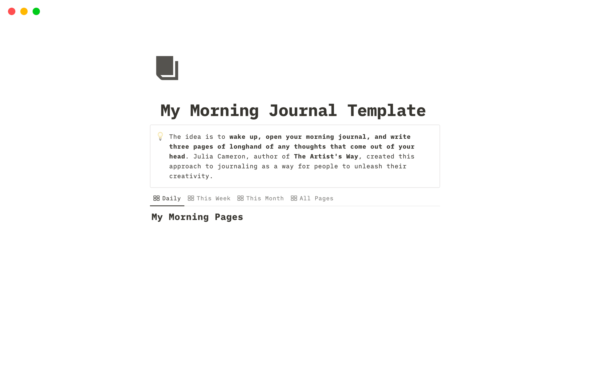A template preview for  My Morning Journal