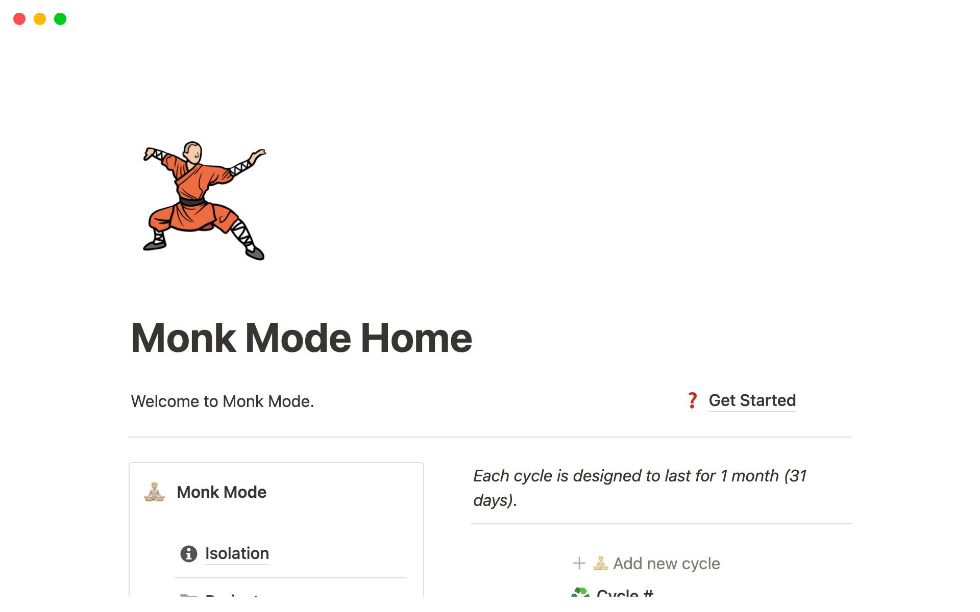 Vista previa de una plantilla para Monk Mode OS