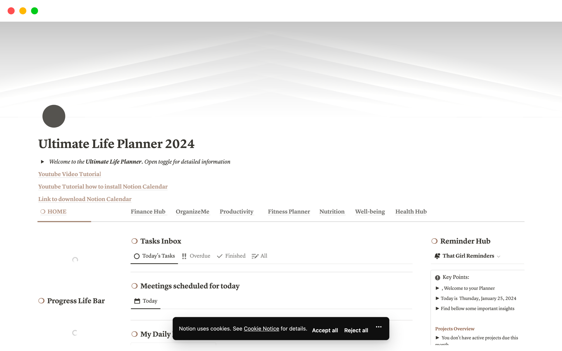A template preview for Ultimate Life Planner 2024