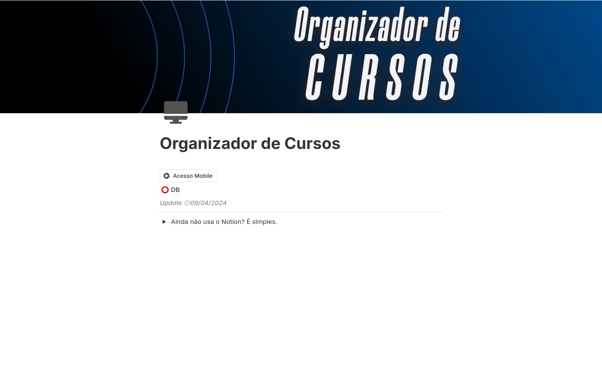 Eine Vorlagenvorschau für Organizador de Cursos