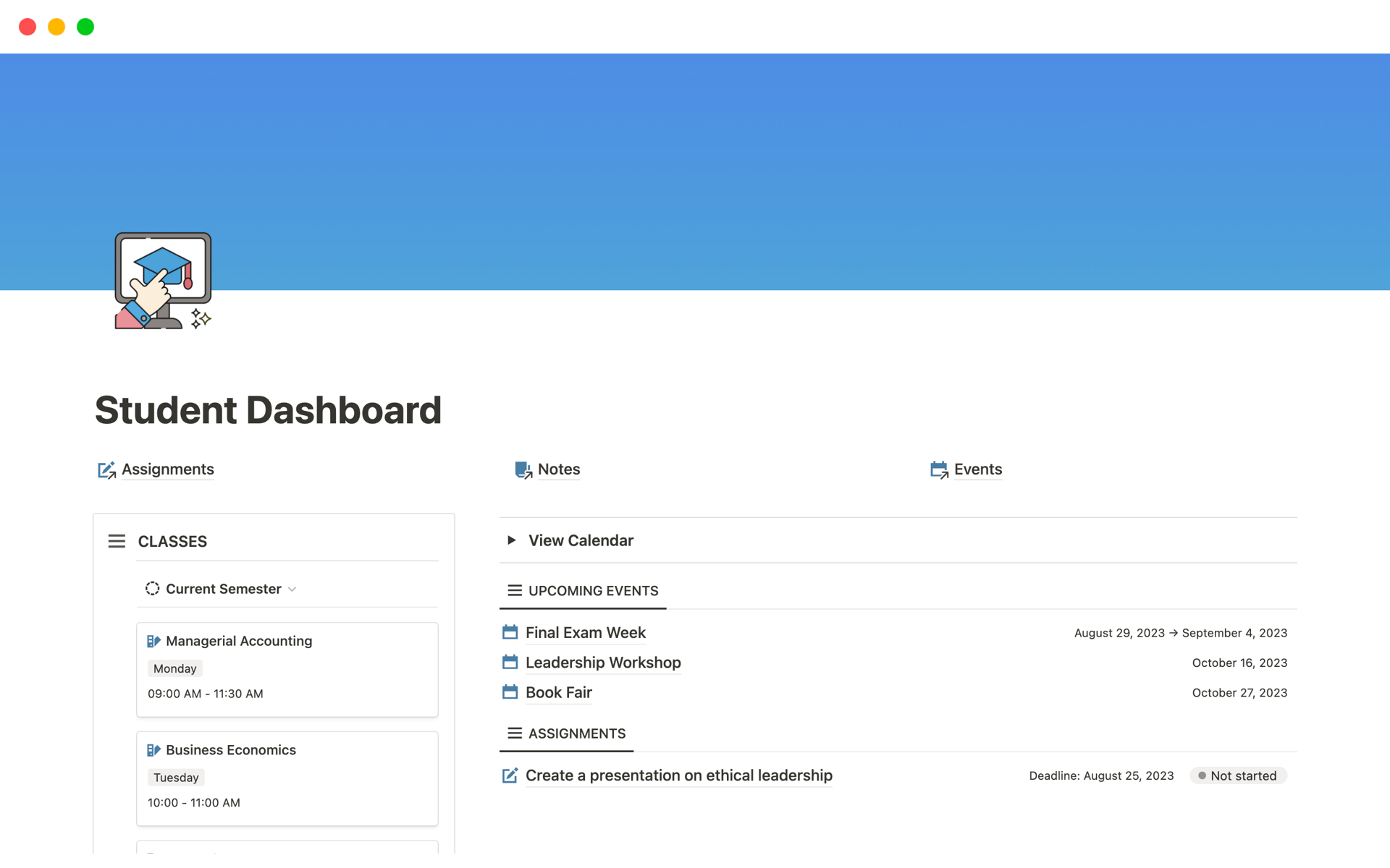 Student Dashboard Template by HitaNotion | Notion Marketplace