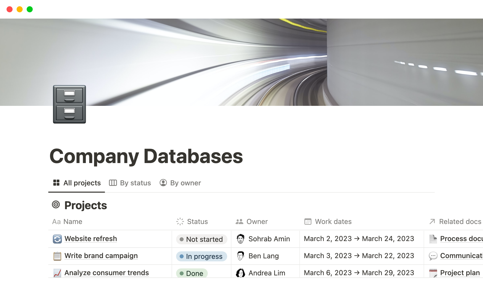 A template preview for Company Databases