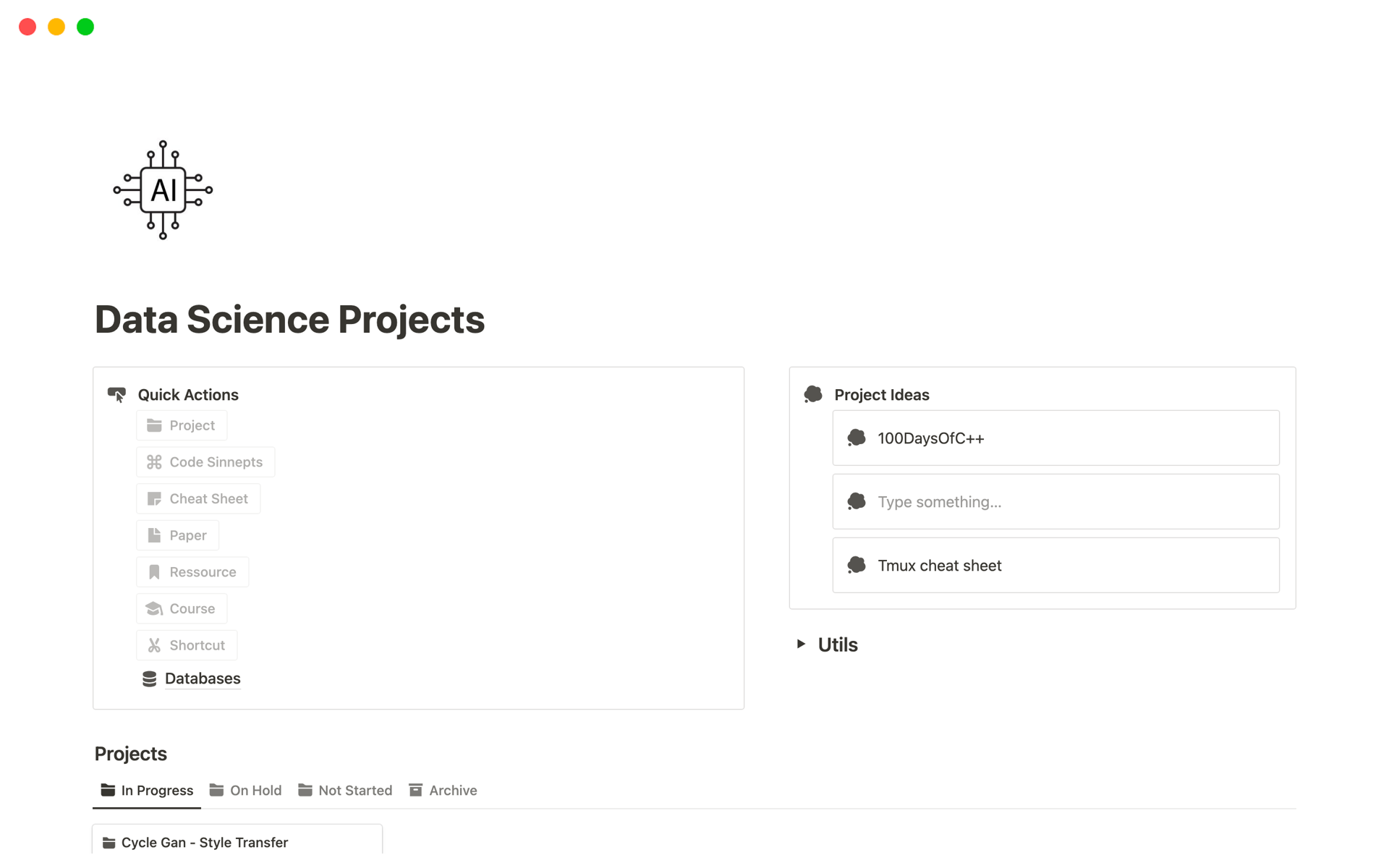 A template preview for Data Science Projects