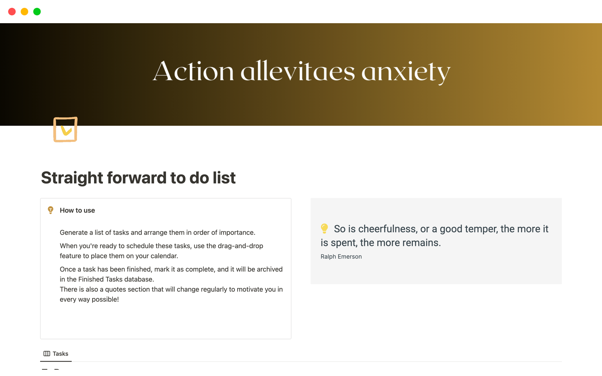 A template preview for Straight forward to do list
