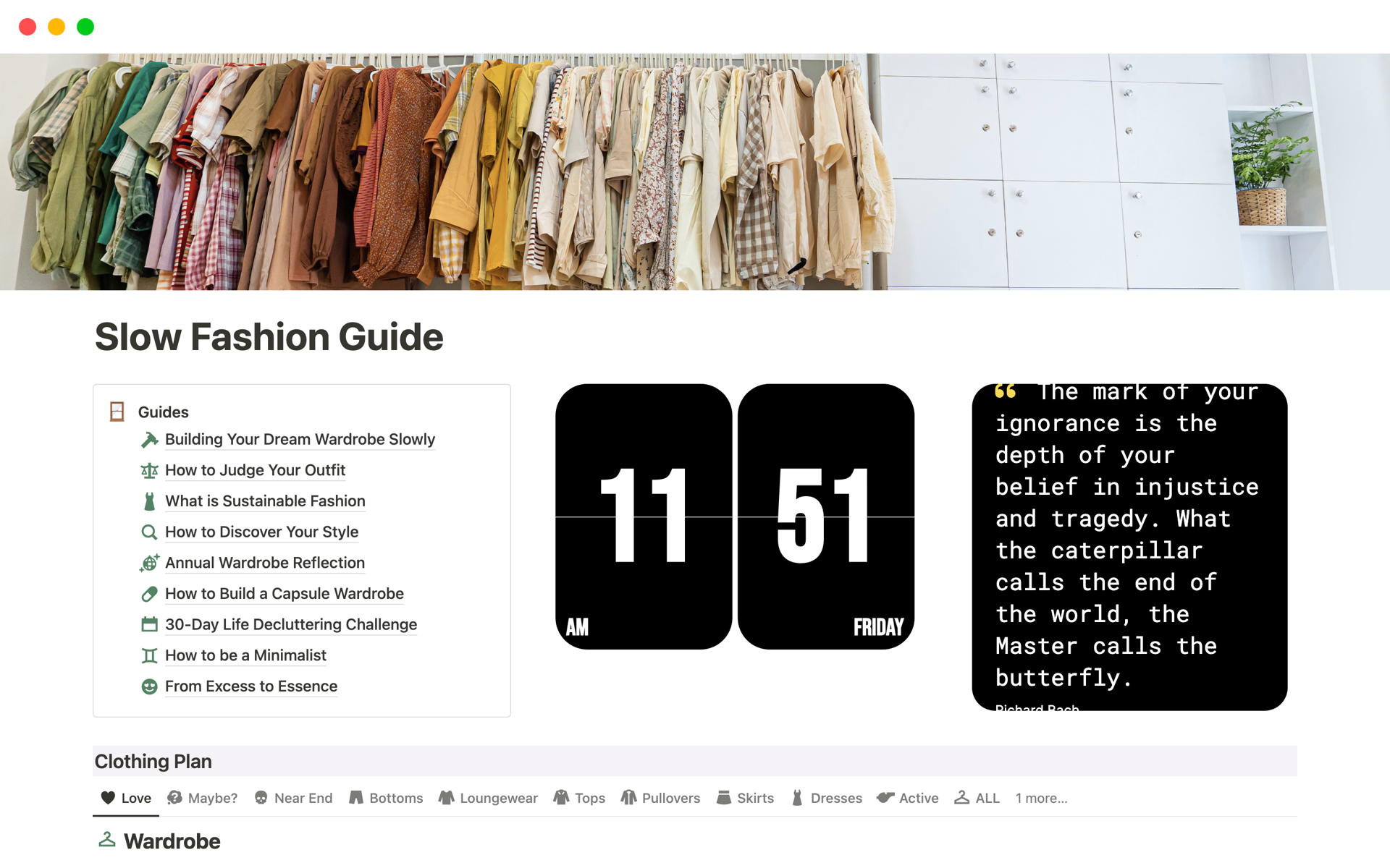 A template preview for Slow Fashion Guide