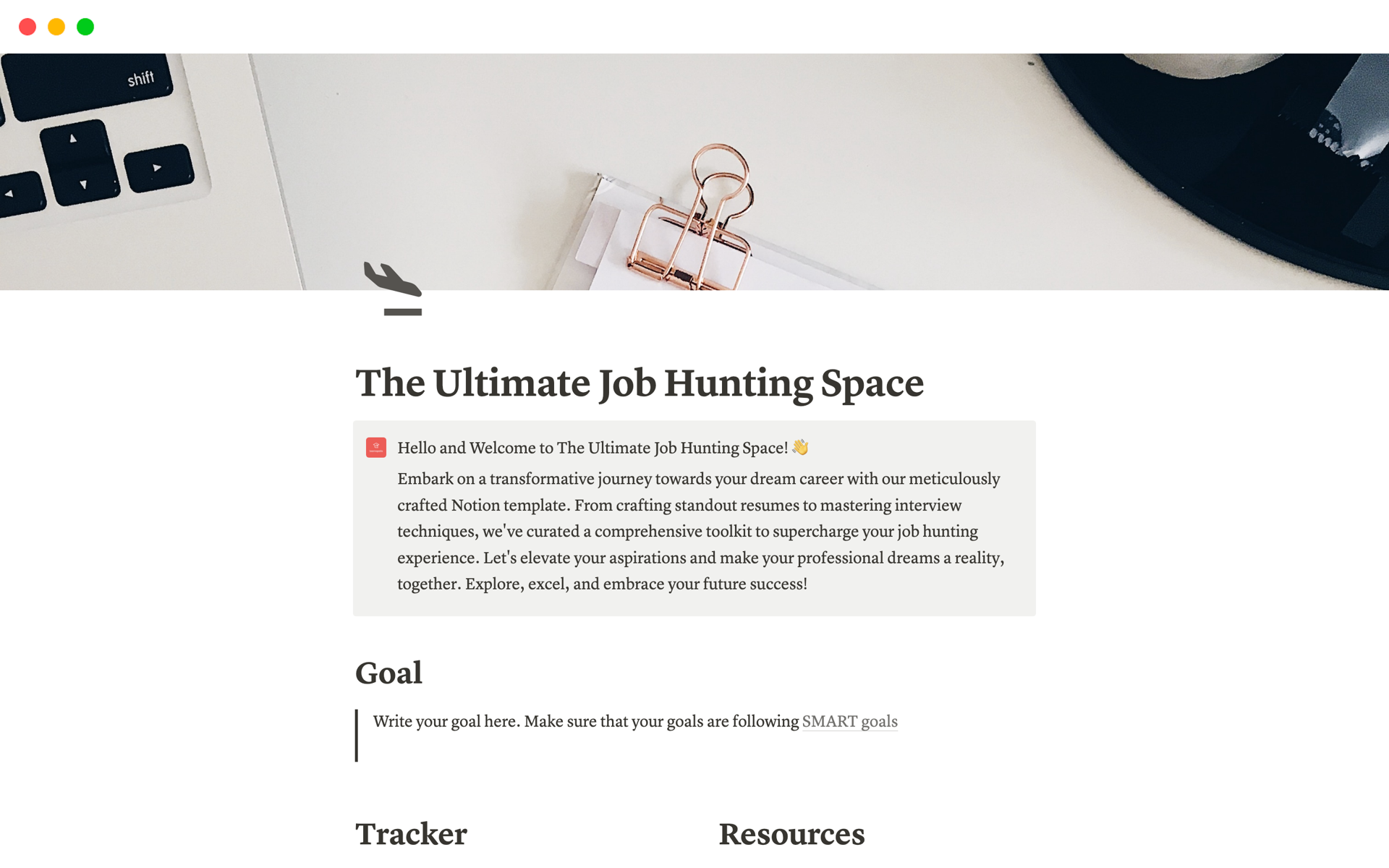 Eine Vorlagenvorschau für The Ultimate Job Hunting Space