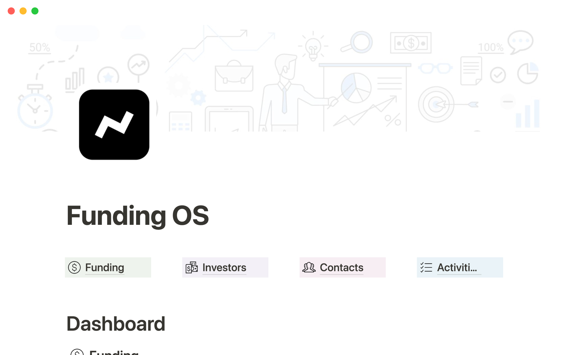 A template preview for Funding OS