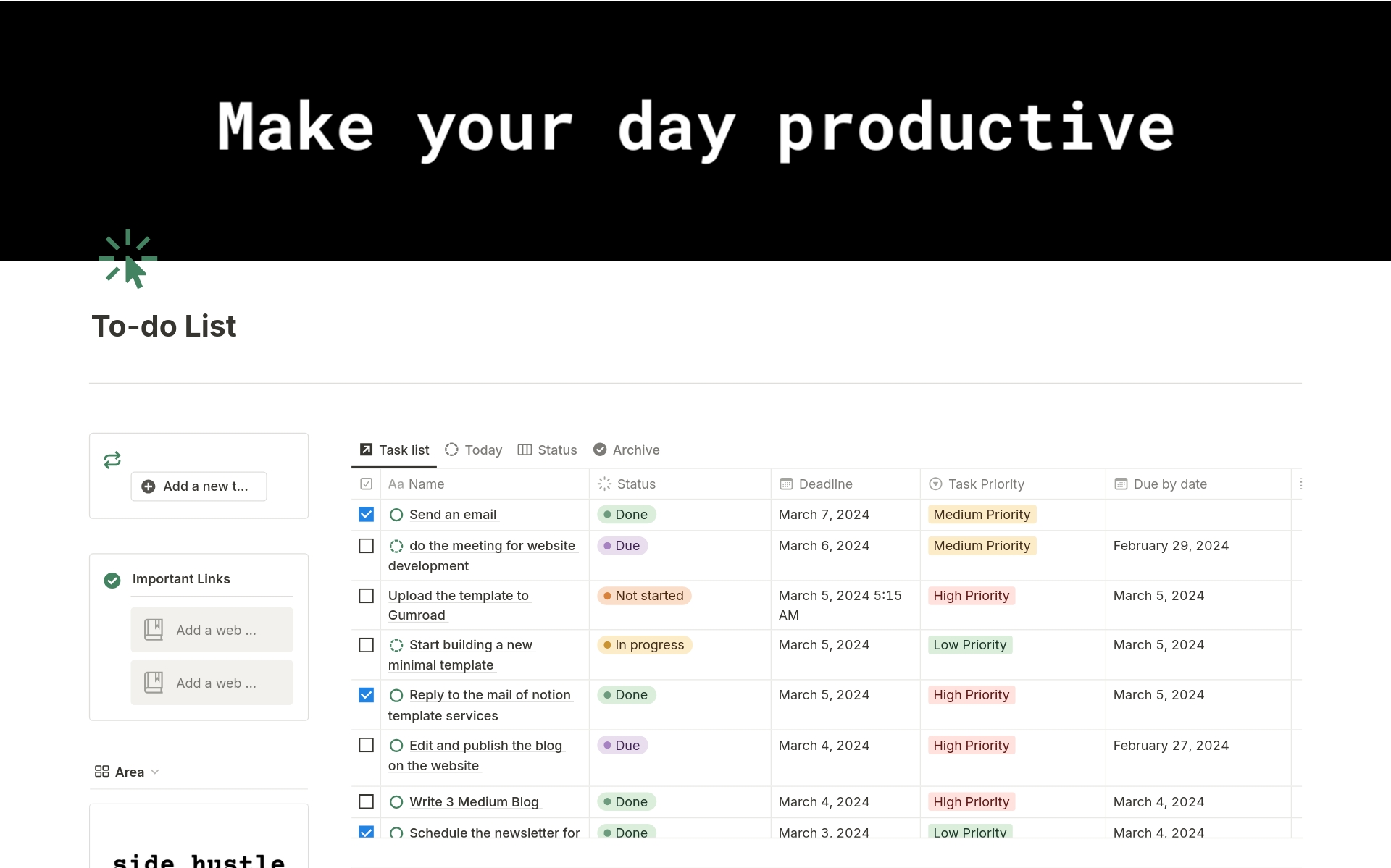 A template preview for To-do list