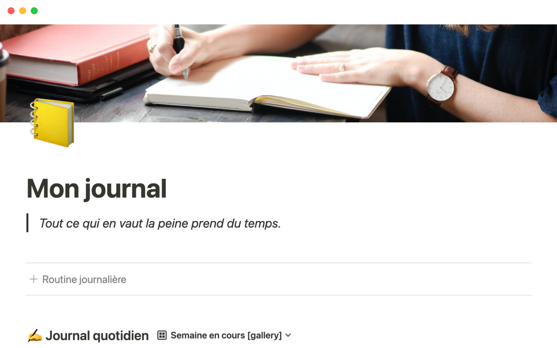 A template preview for Journal quotidien