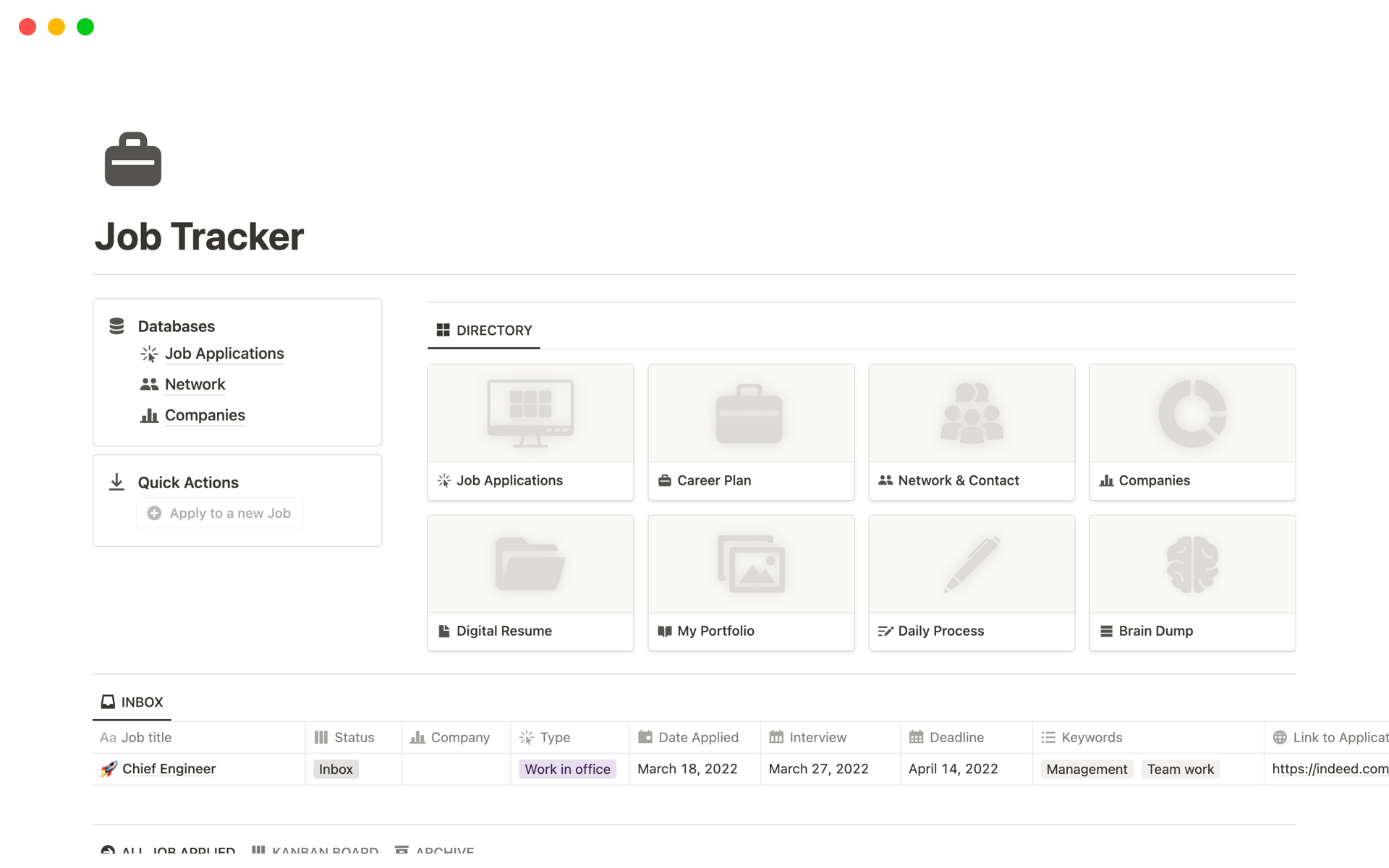 Job Tracker by JNK Studio Notion Template