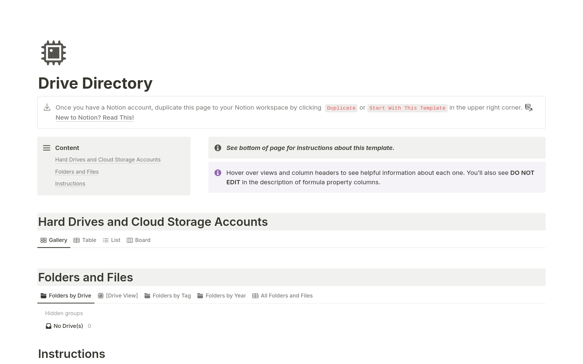 A Hard Drive and Cloud Storage Directory that helps manage your digital storage, keeping track of which files are stored where without the hassle of searching multiple locations. Perfect for project organization - log everything once, and stop plugging in those drives every time!