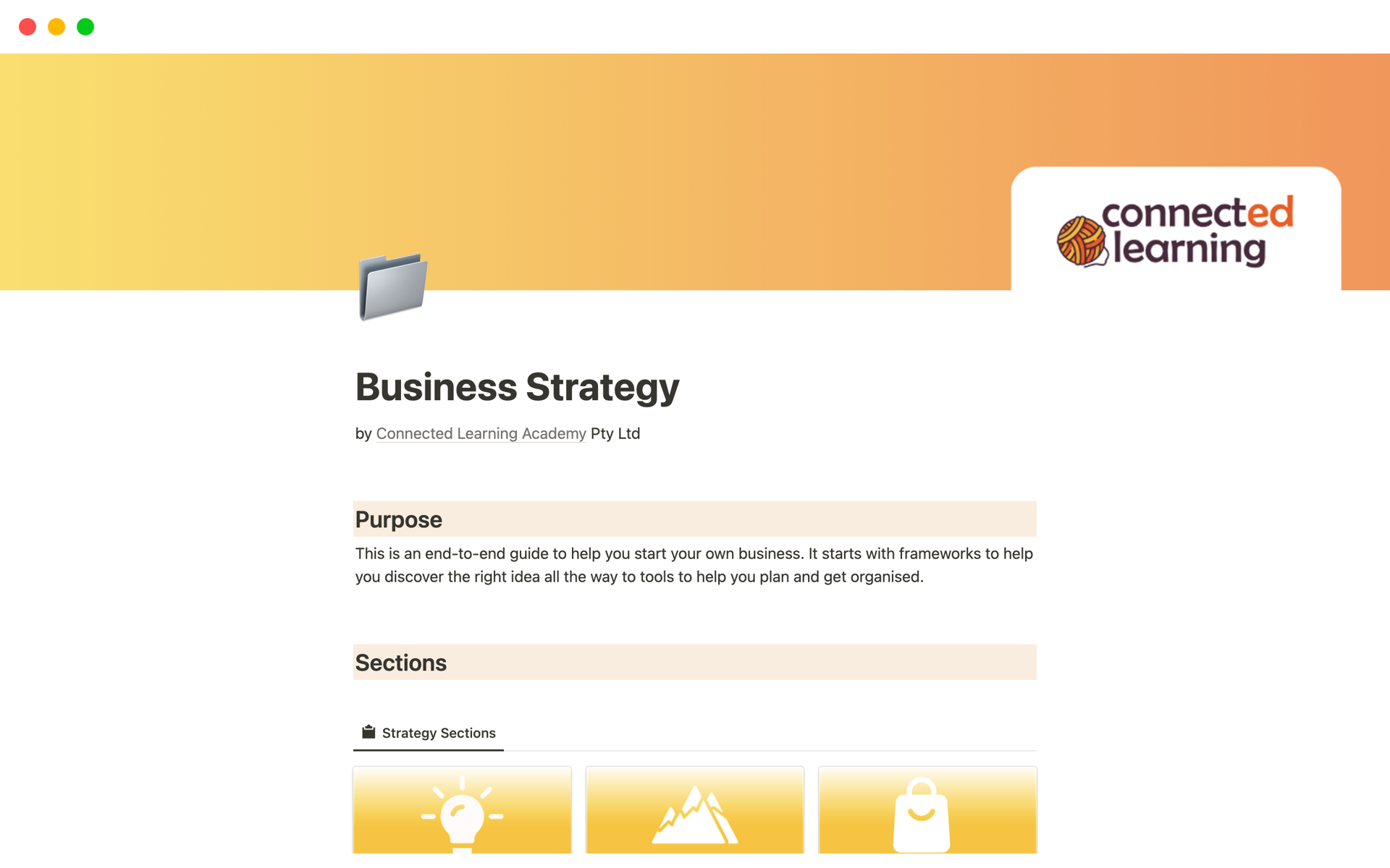 A template preview for Business Strategy by Connected Learning