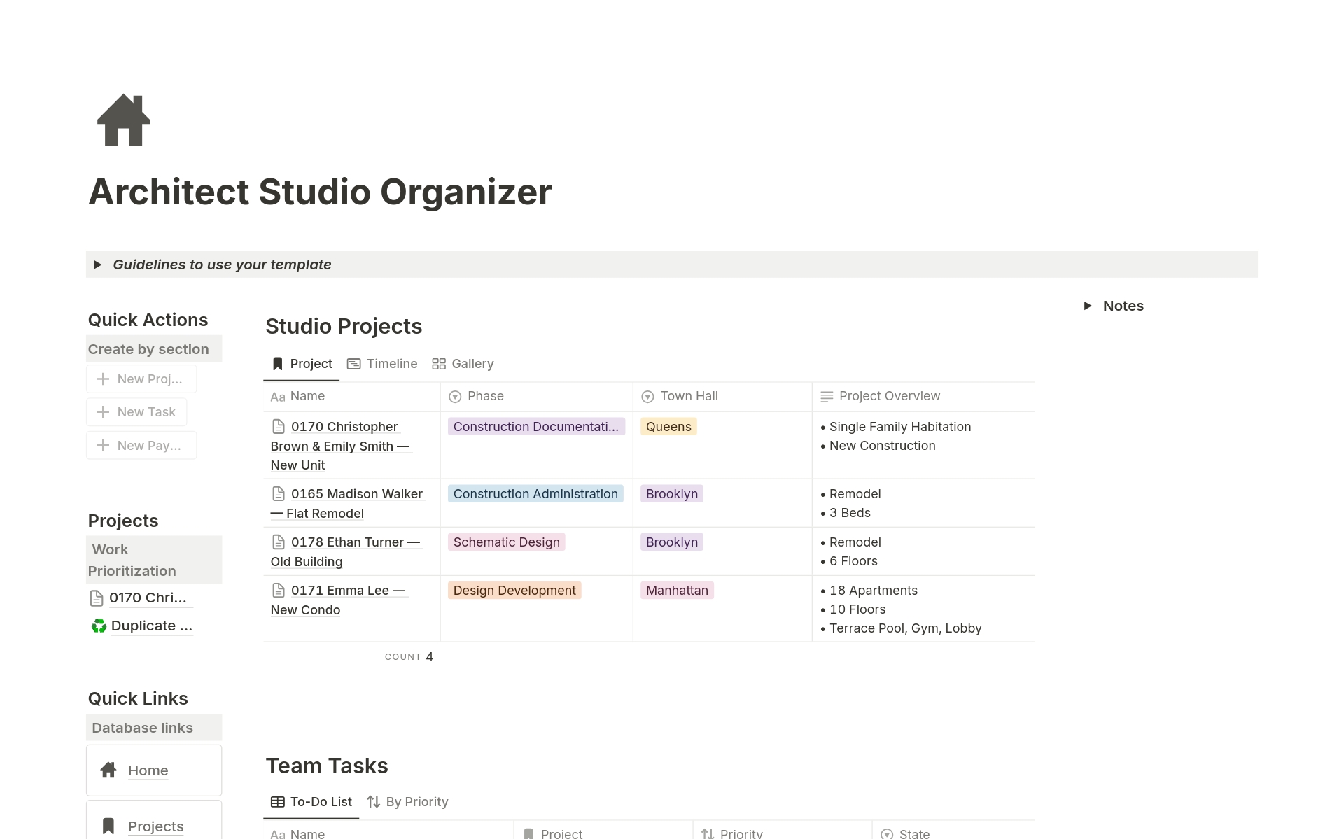 A template preview for Architect Studio Organizer