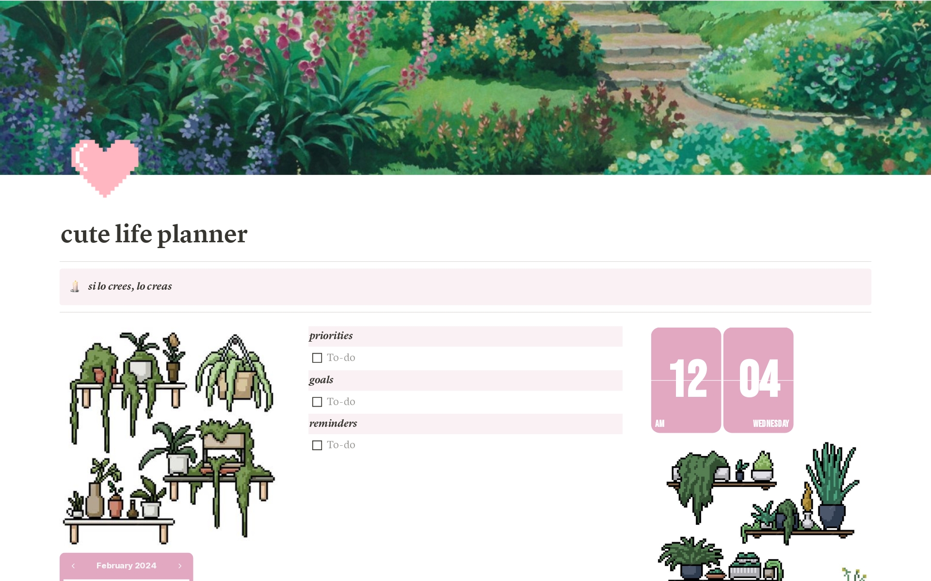 A template preview for cute life planner!
