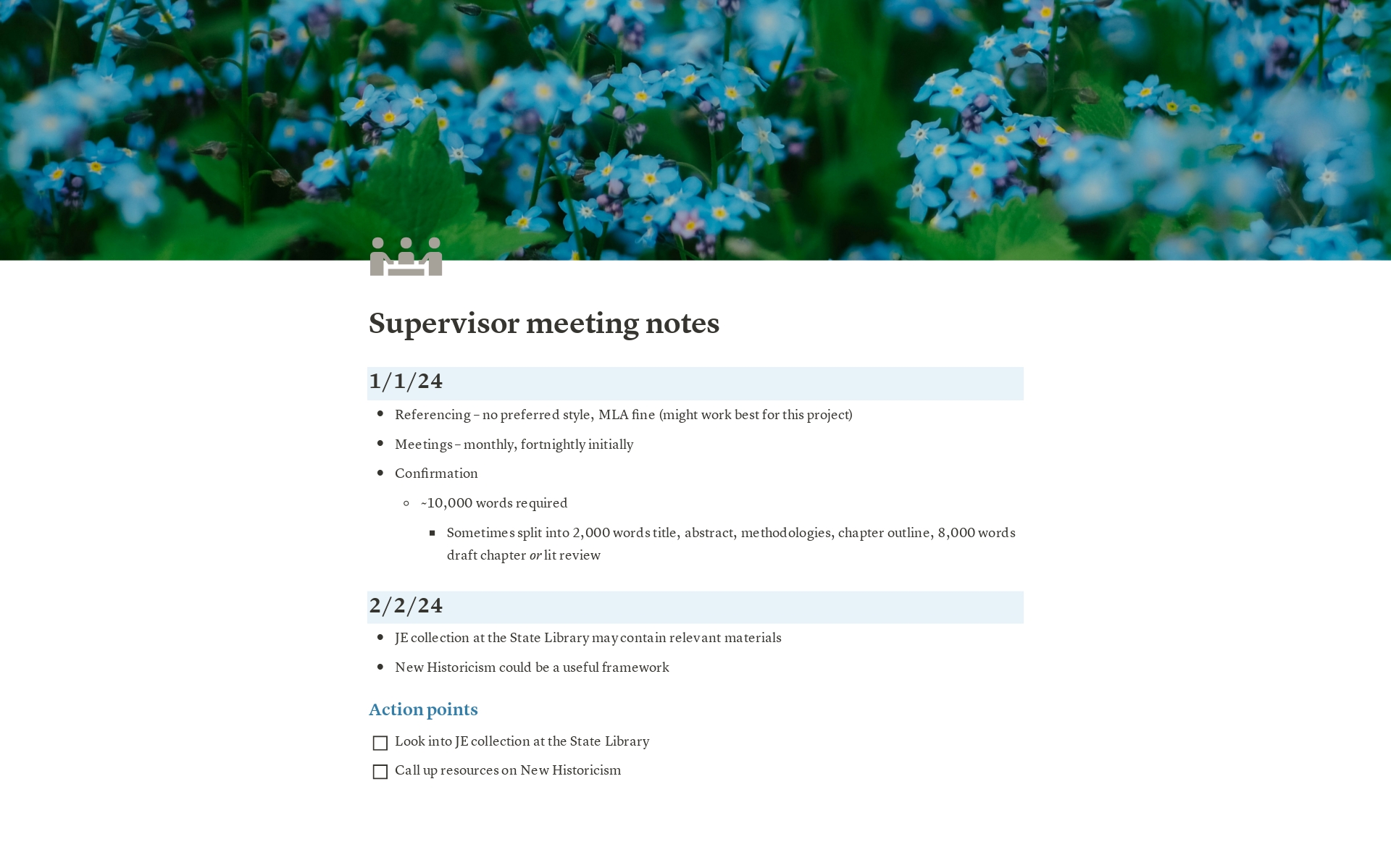 Aesthetically pleasing PhD dashboard, including database for the organisation of secondary source notes