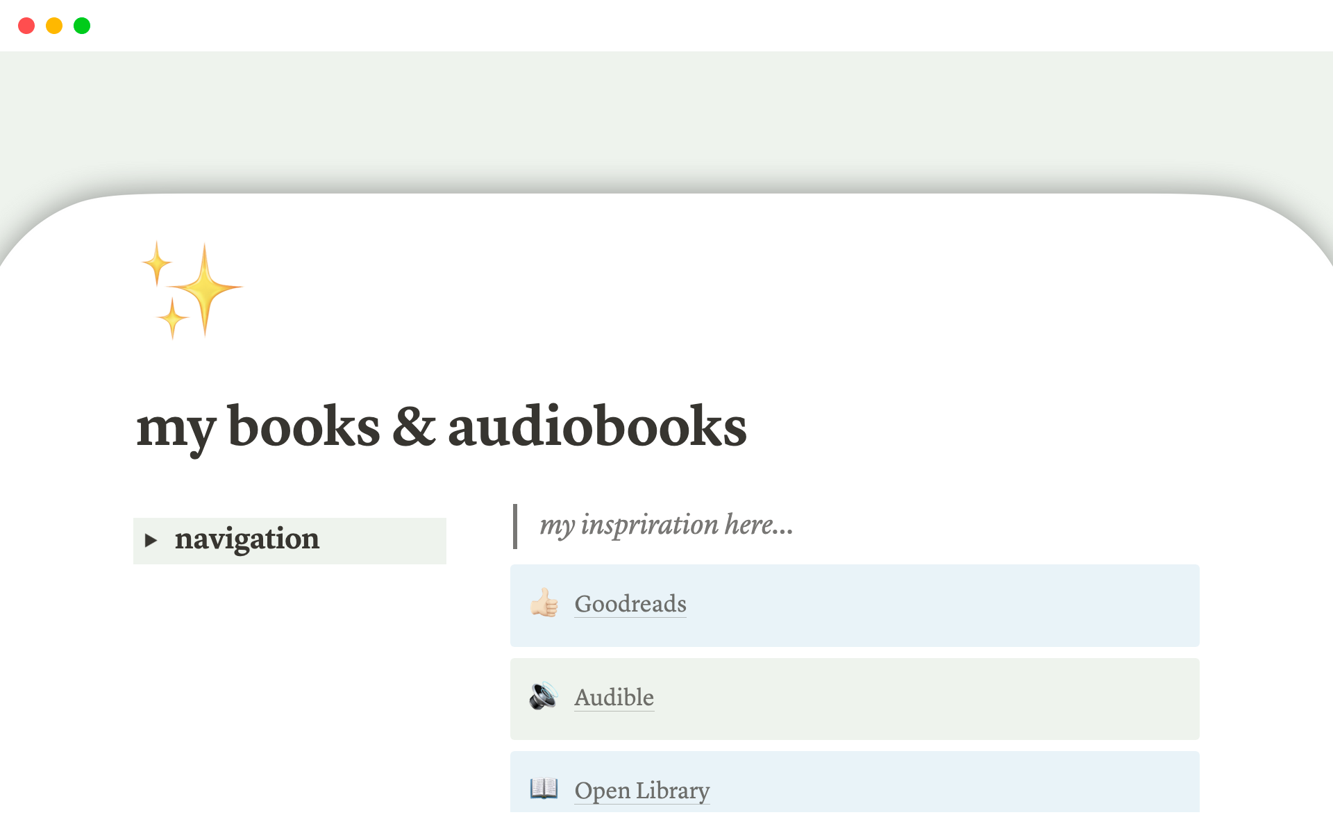 All in One Book/eBook/Audiobook Trackerのテンプレートのプレビュー