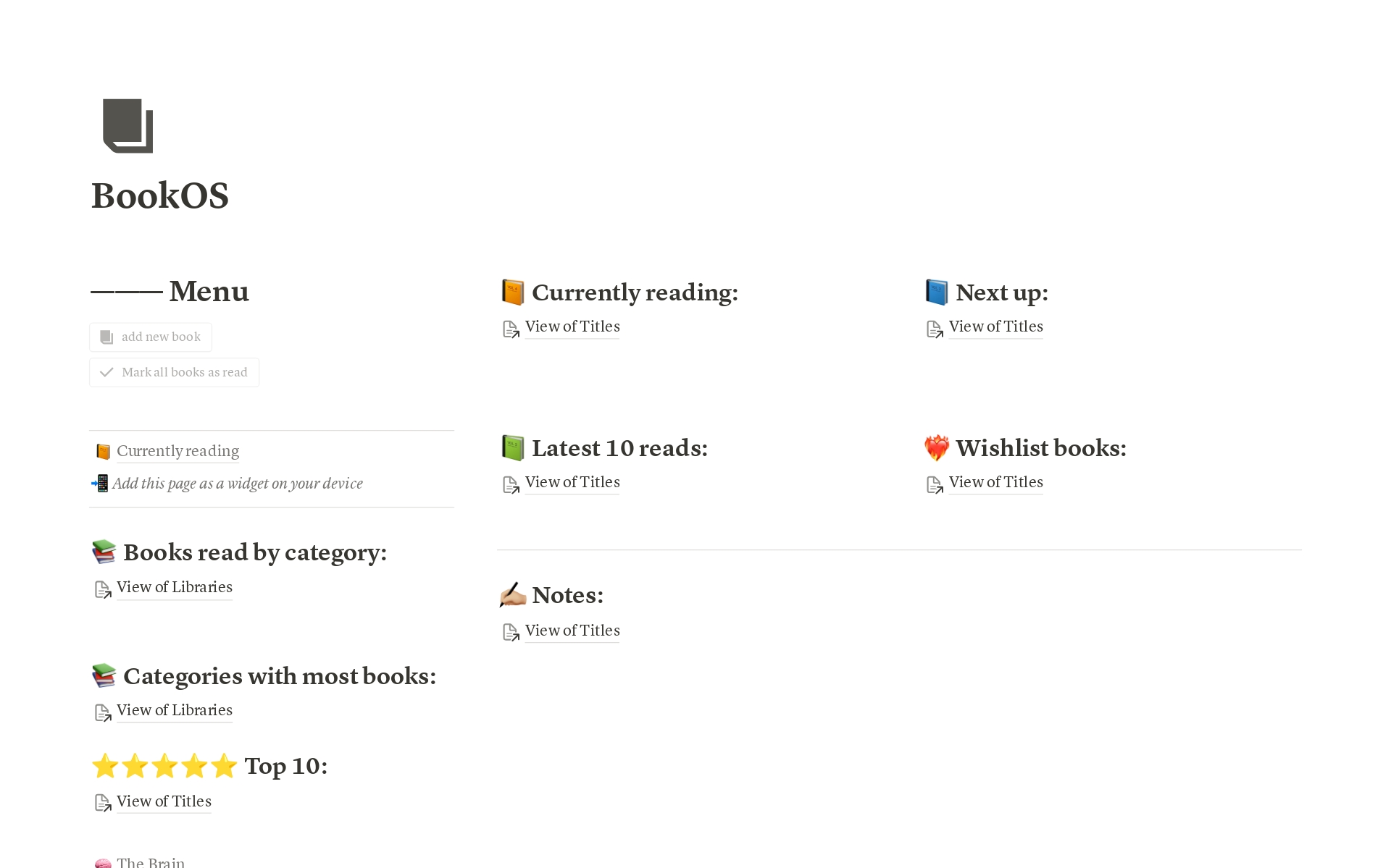 Organise your reading list by categories, authors, rating and easily take notes.