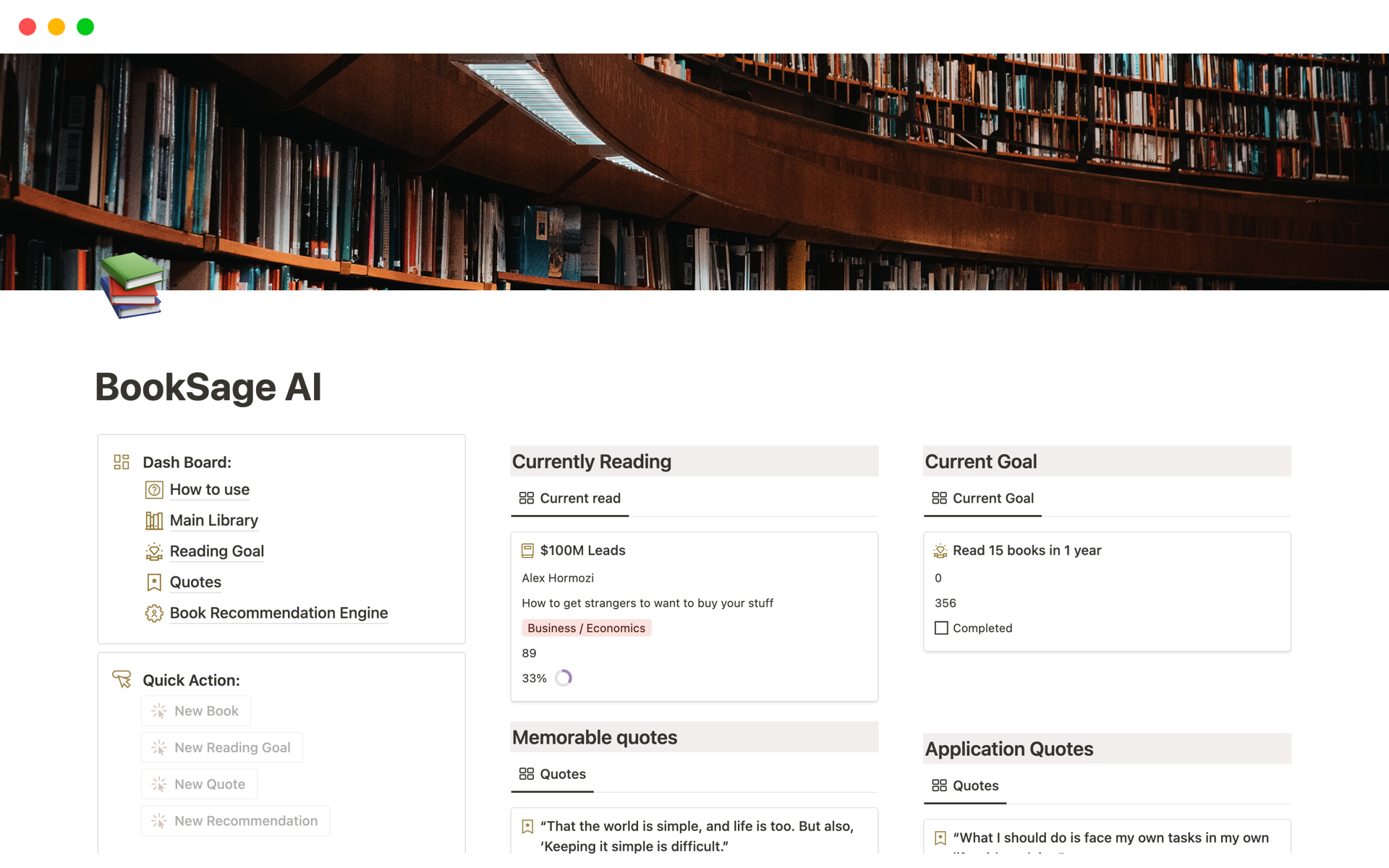 A template preview for BookSage AI