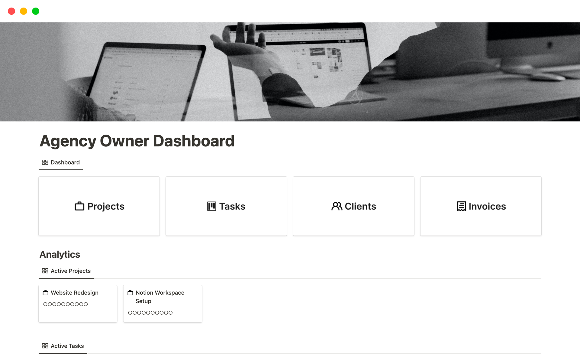 A template preview for Agency Owner Dashboard