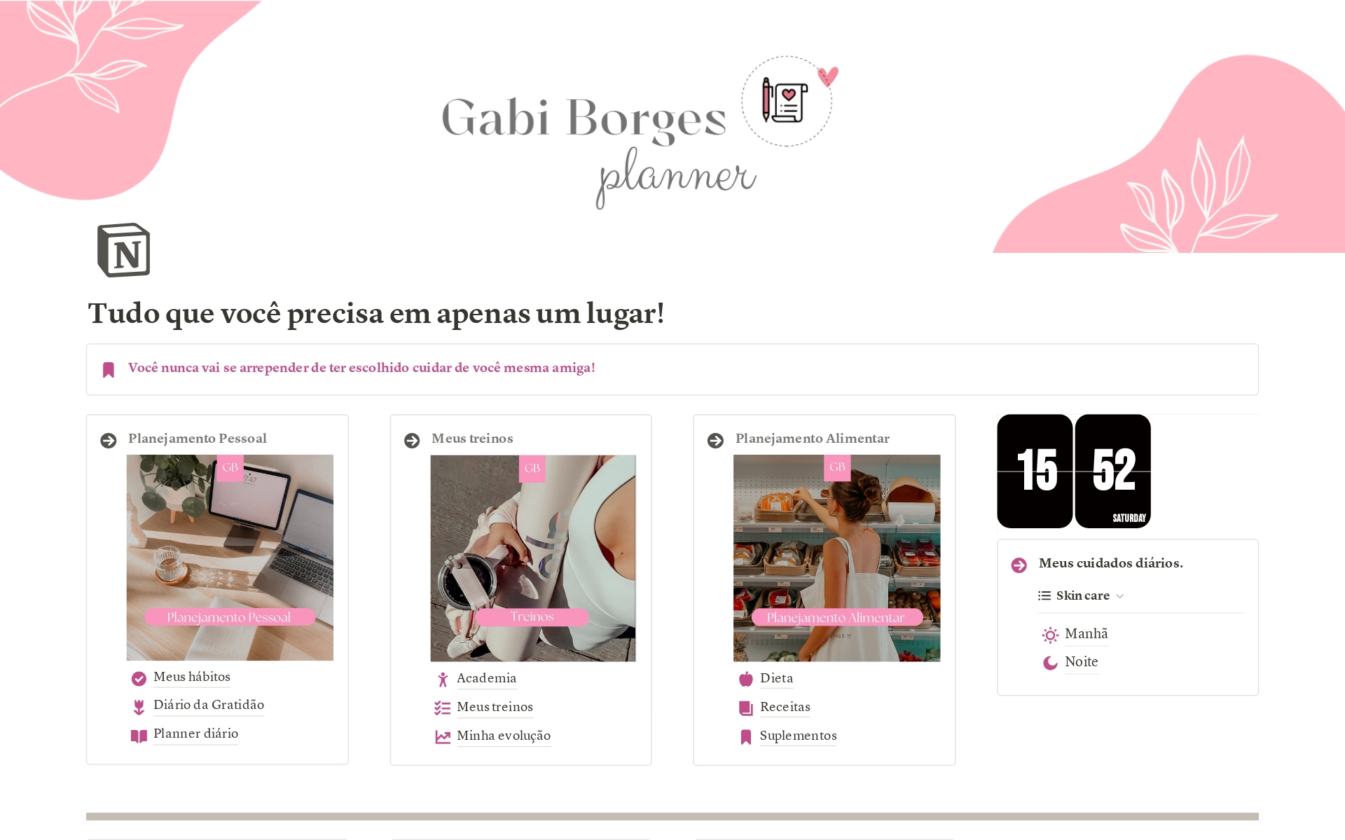 A template preview for Gabi Borges Planner