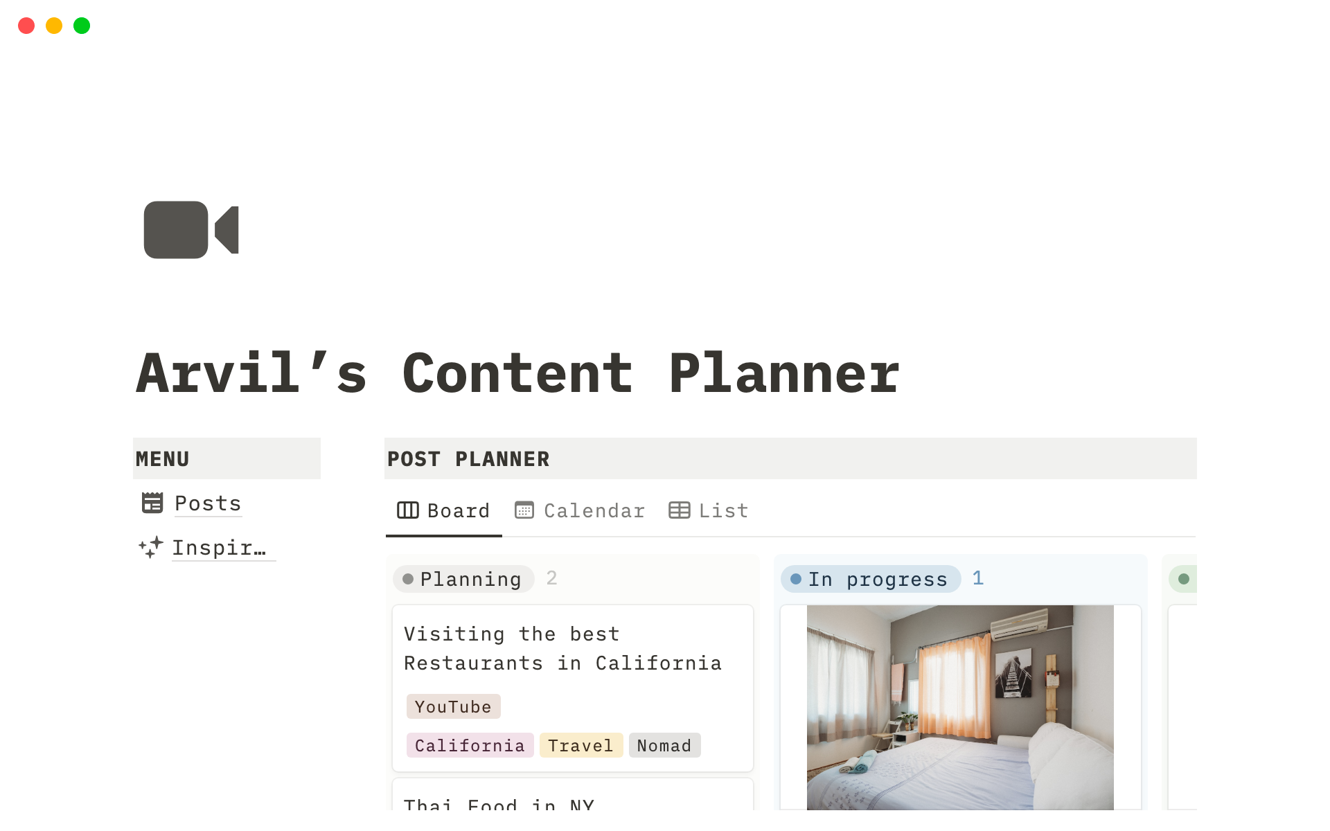 Plan and manage all your content ideas, goals and publications.