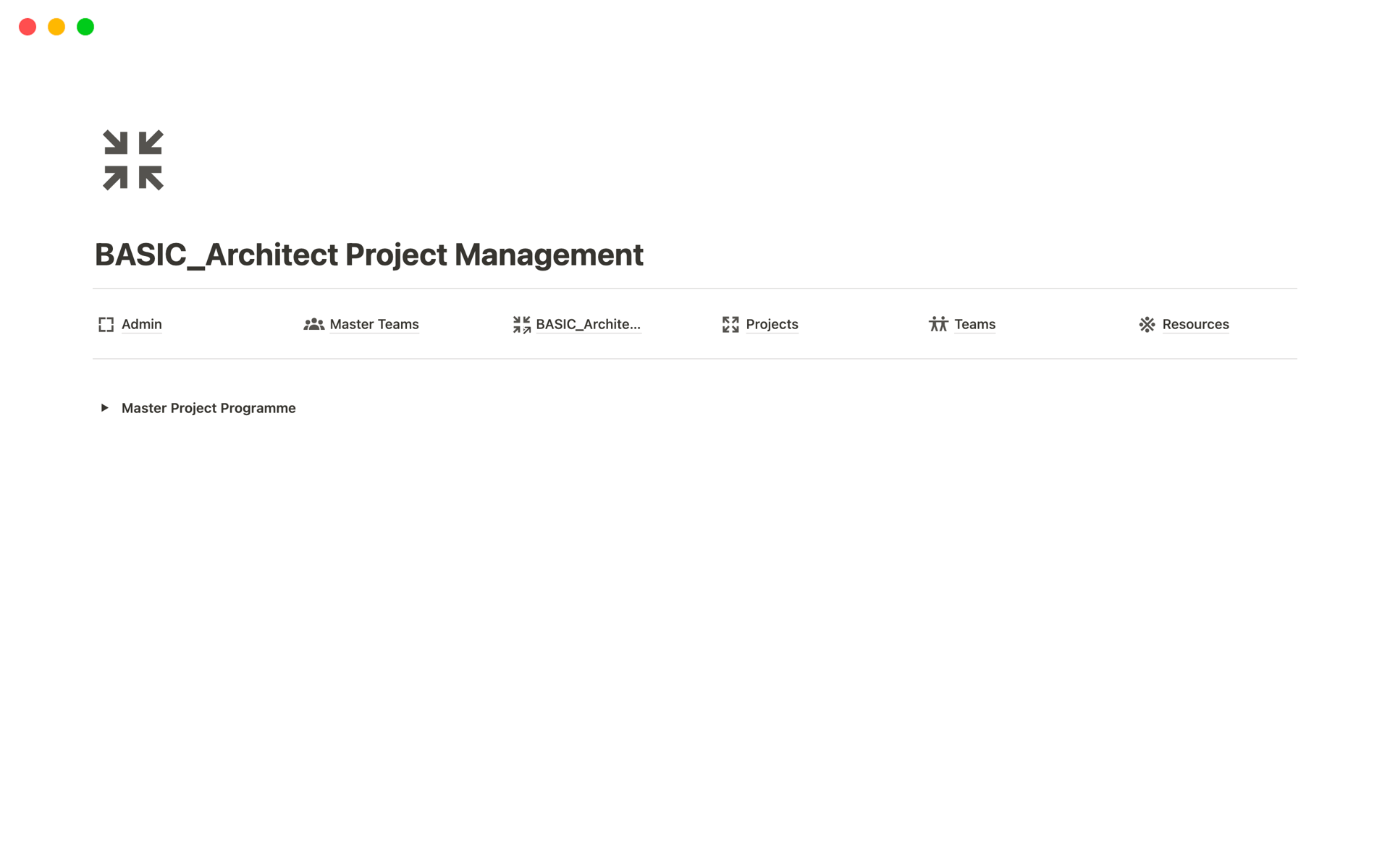 A template preview for Architect Project Management Basic