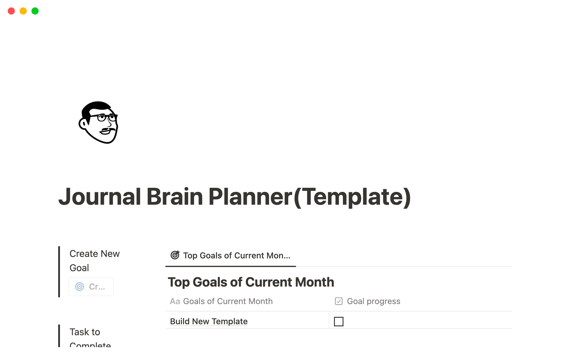Eine Vorlagenvorschau für Journal Brain Planner