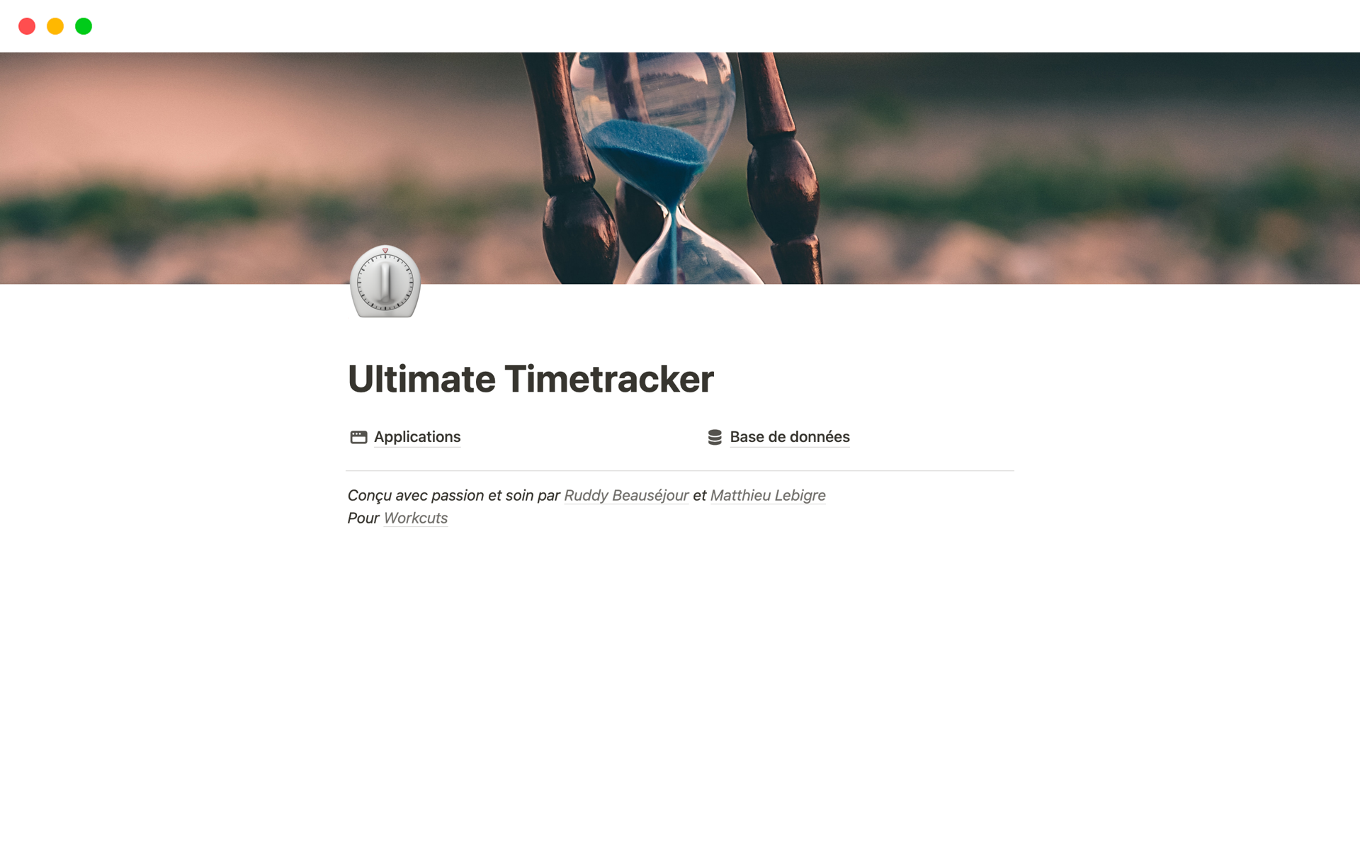 Uma prévia do modelo para Ultimate Timetracker
