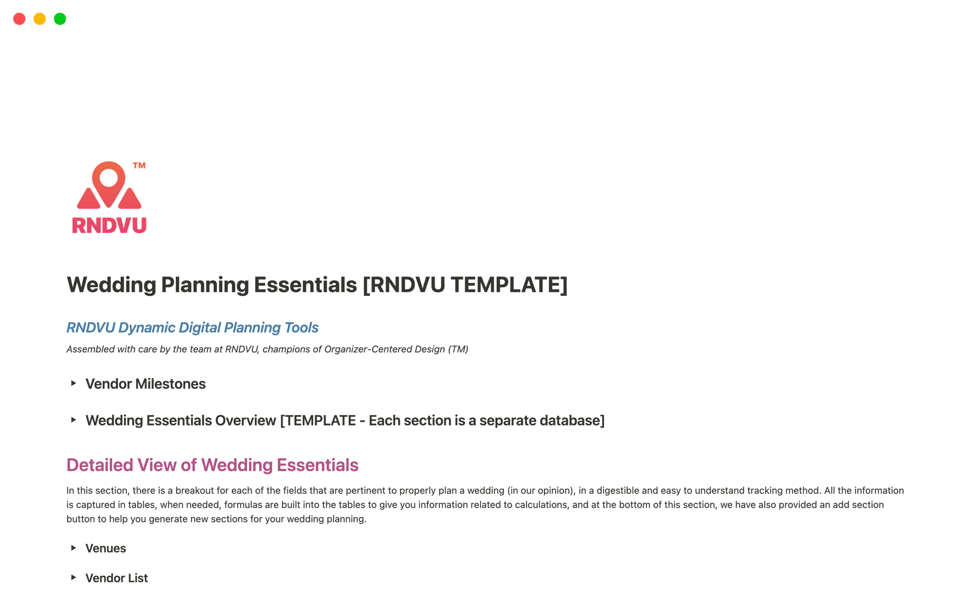 A template preview for Wedding Planning Essentials