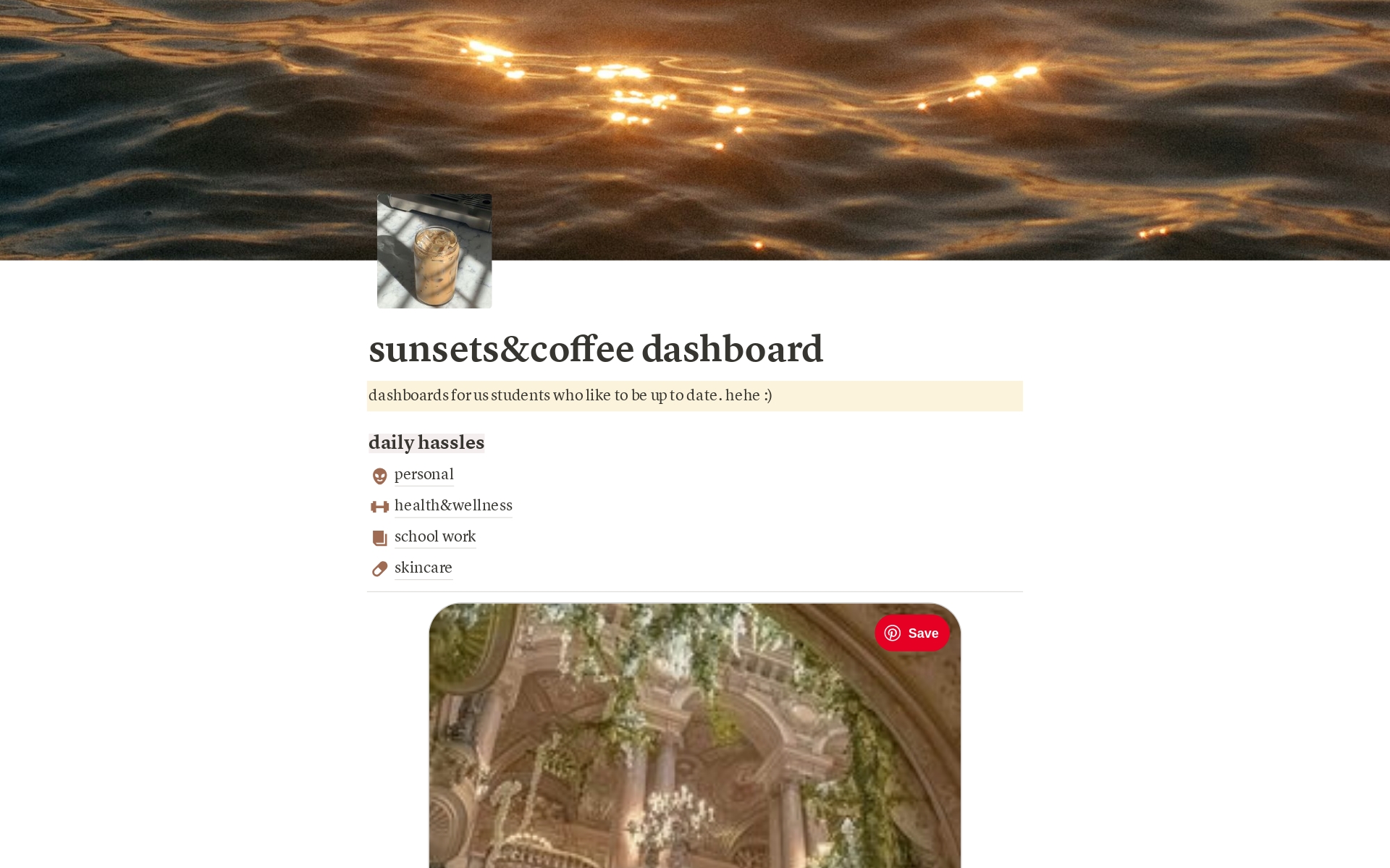 A template preview for simple coffee aesthetic dashboard