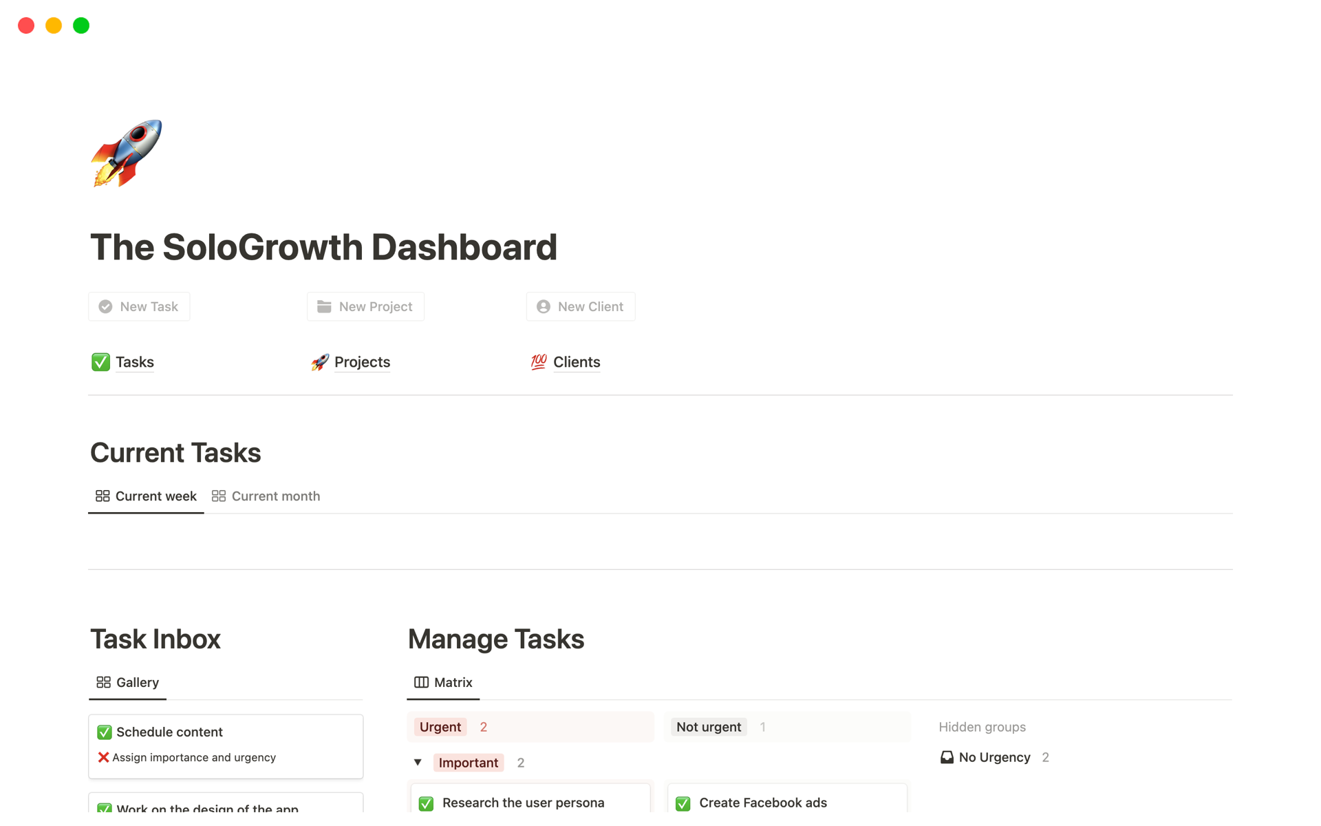 A template preview for The SoloGrowth Dashboard
