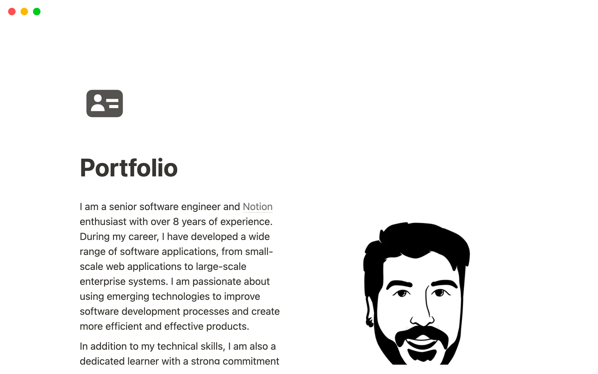 A template preview for Portfolio Website