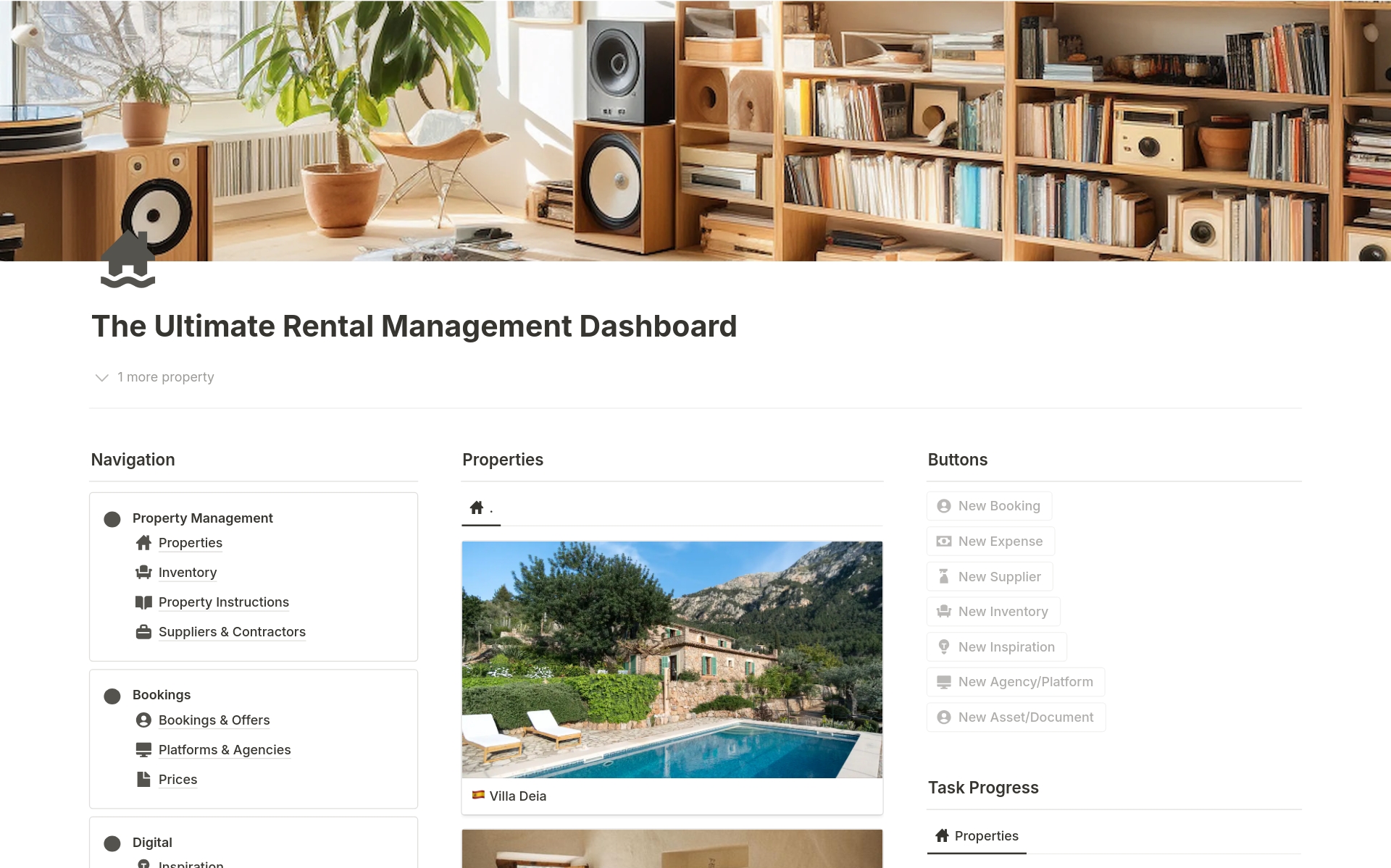 En forhåndsvisning av mal for The Ultimate Rental Management Dashboard