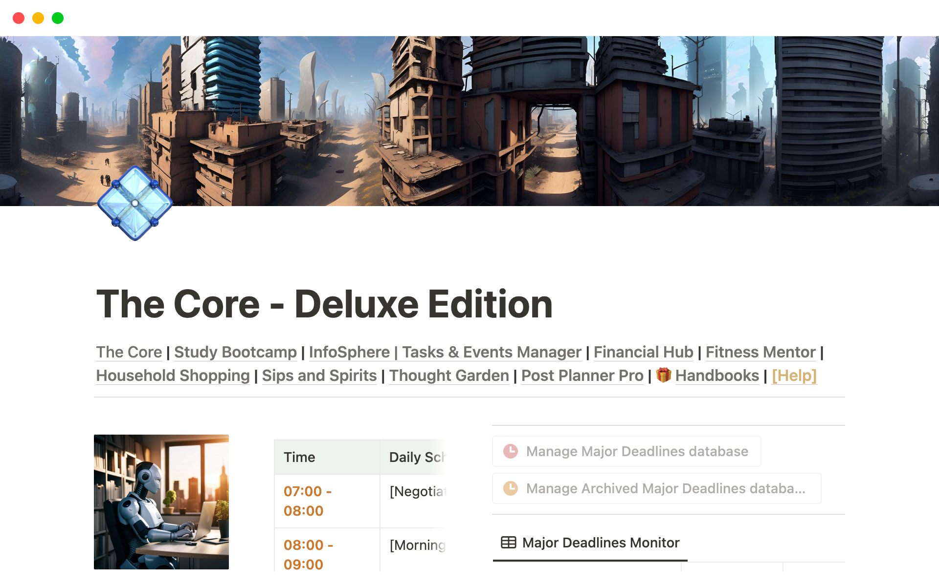 The Deluxe Edition of 'The Core' amplifies your management capabilities by including everything from the Pro Edition, along with the added benefits of 'Fitness Mentor', 'Sips and Spirits', and 'Post Planner Pro'.