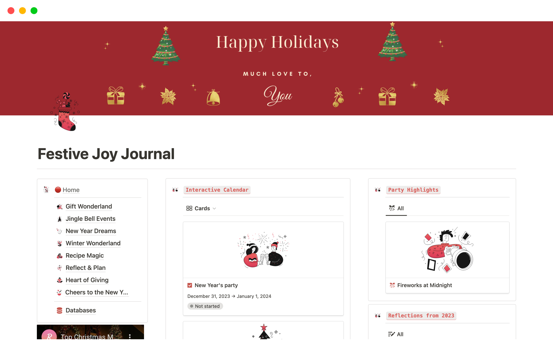 A template preview for Festive Joy Journal