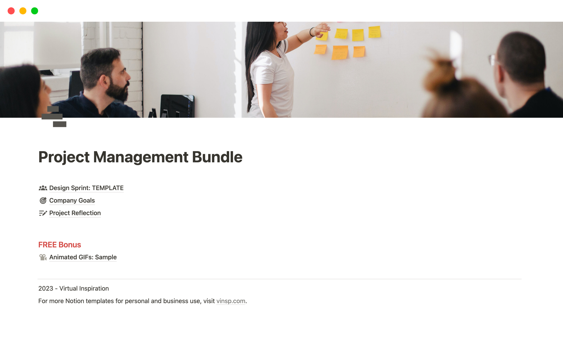 Project Management Bundleのテンプレートのプレビュー