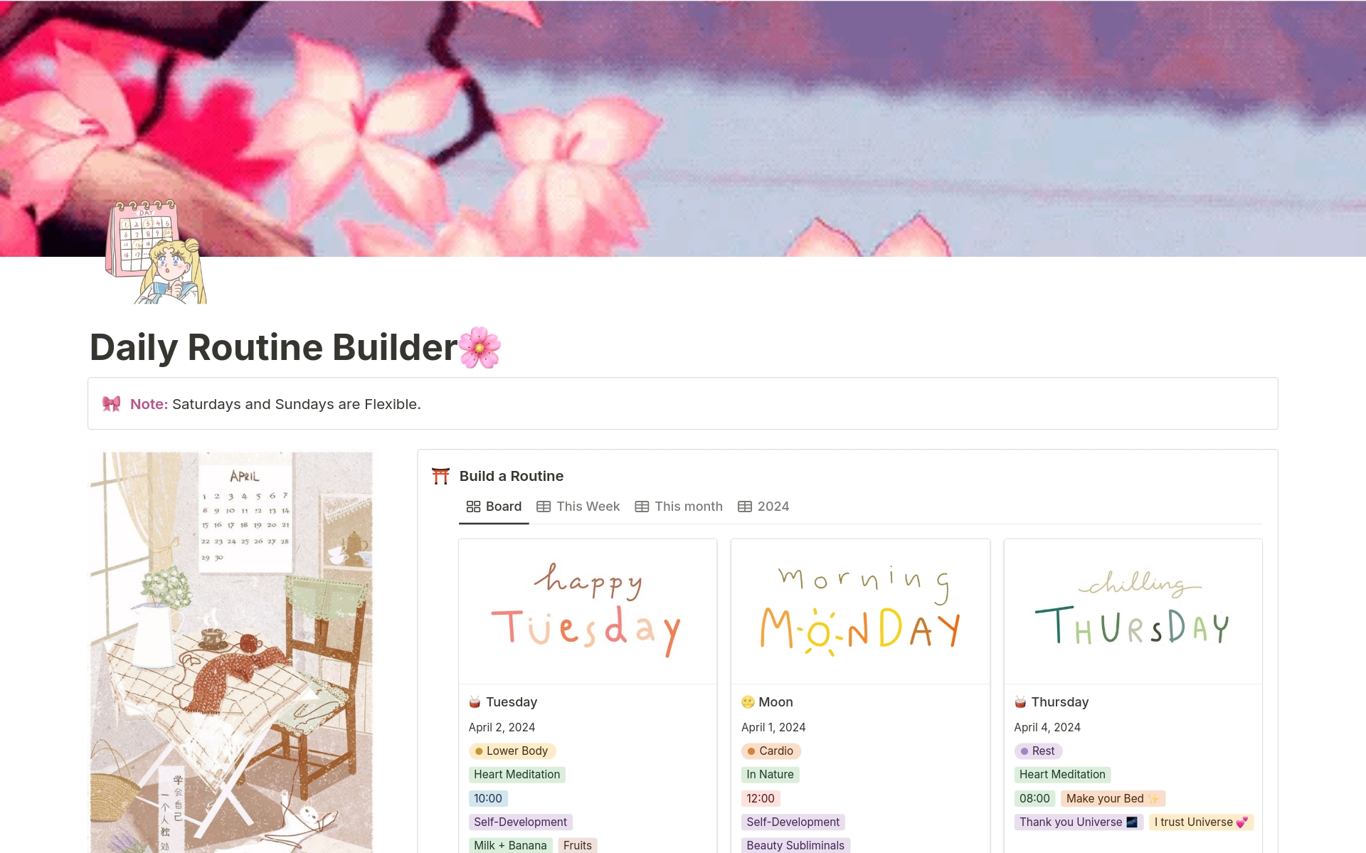 A cute daily routine builder for girls and also for people who like pink design! 
Playful, Colorful & joyful!